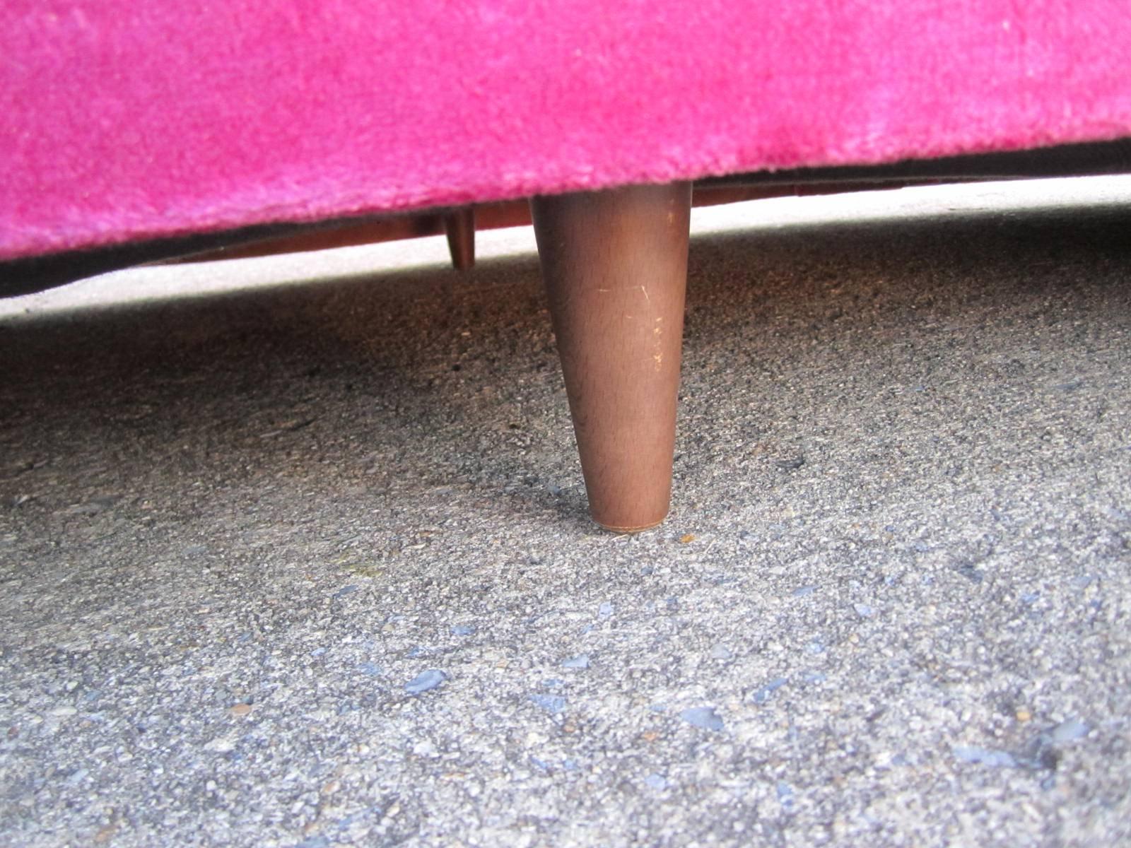 Scrumptious Harvey Probber Hot Pink Crescent Sofa, Mid-Century Modern 1