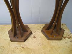 Excellent Pair of Danish Modern Sculptural Walnut Lamps Mid-Century Modern