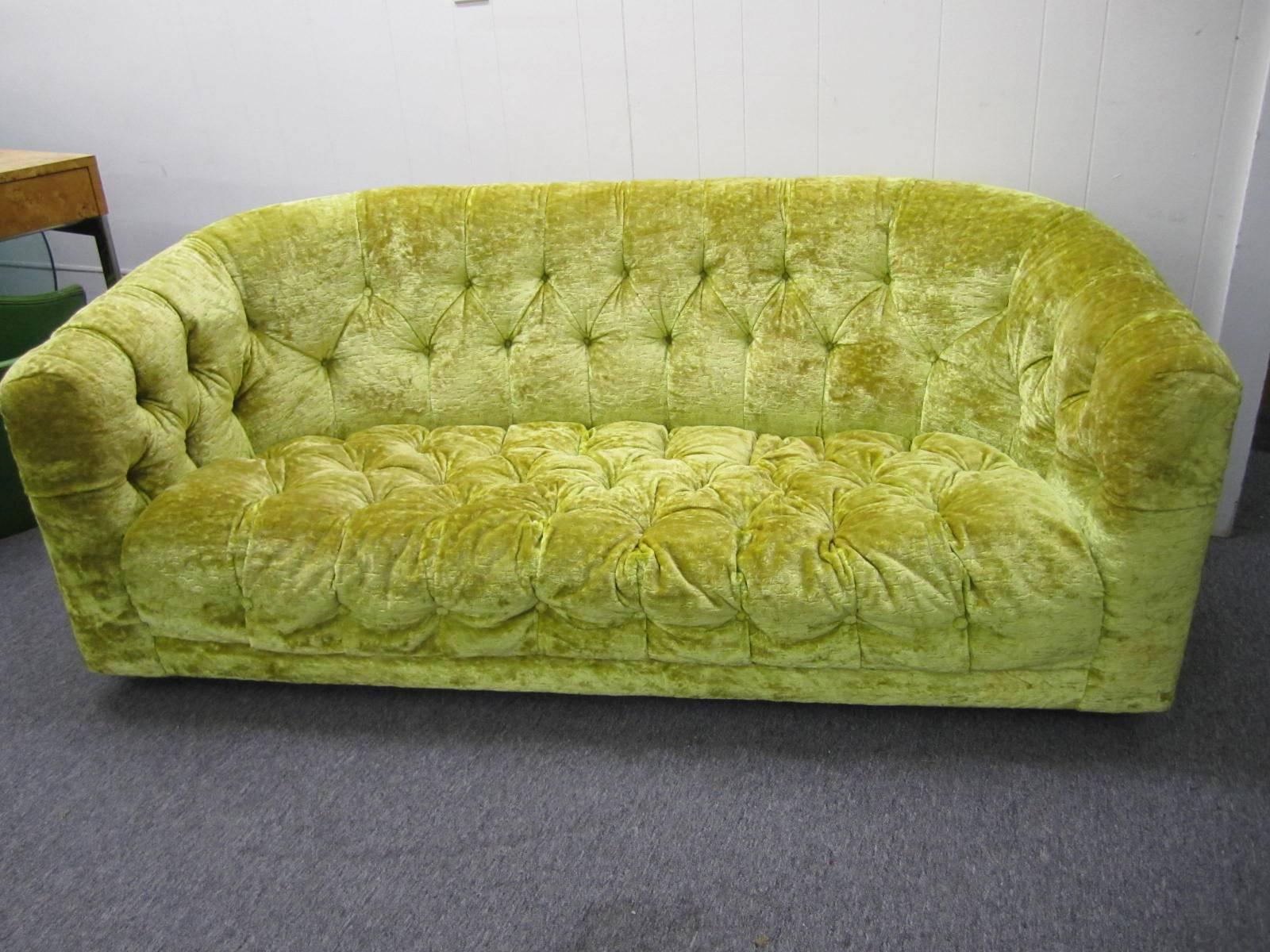 Swanky Pair of Hollywood Regency Tufted Loveseats 3