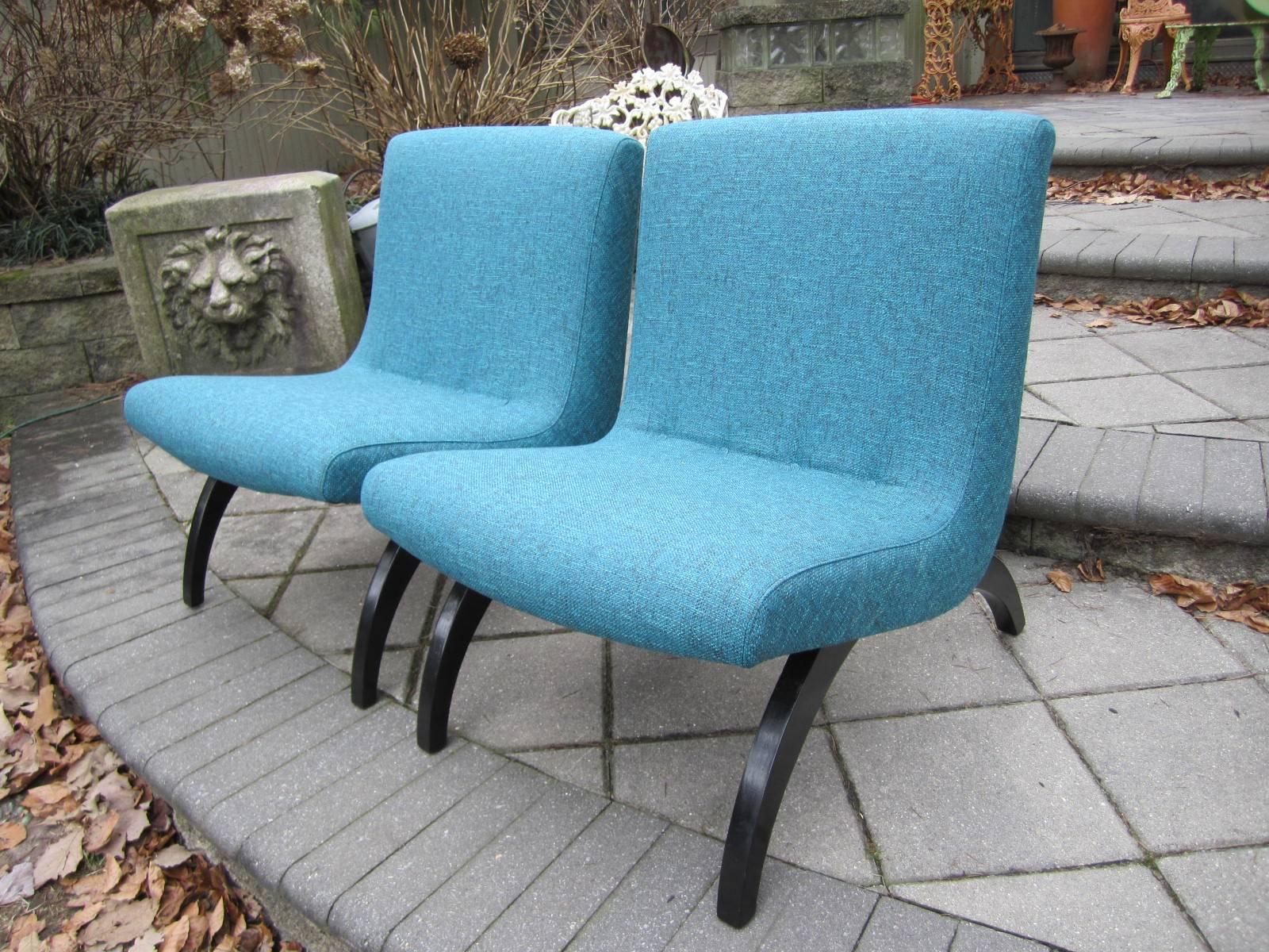 Excellent Pair Milo Baughman style Scoop Chairs For Sale 1