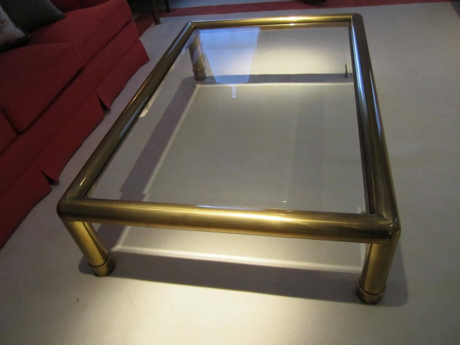 American Excellent Mastercraft Thick Brass Asian Style Coffee Table