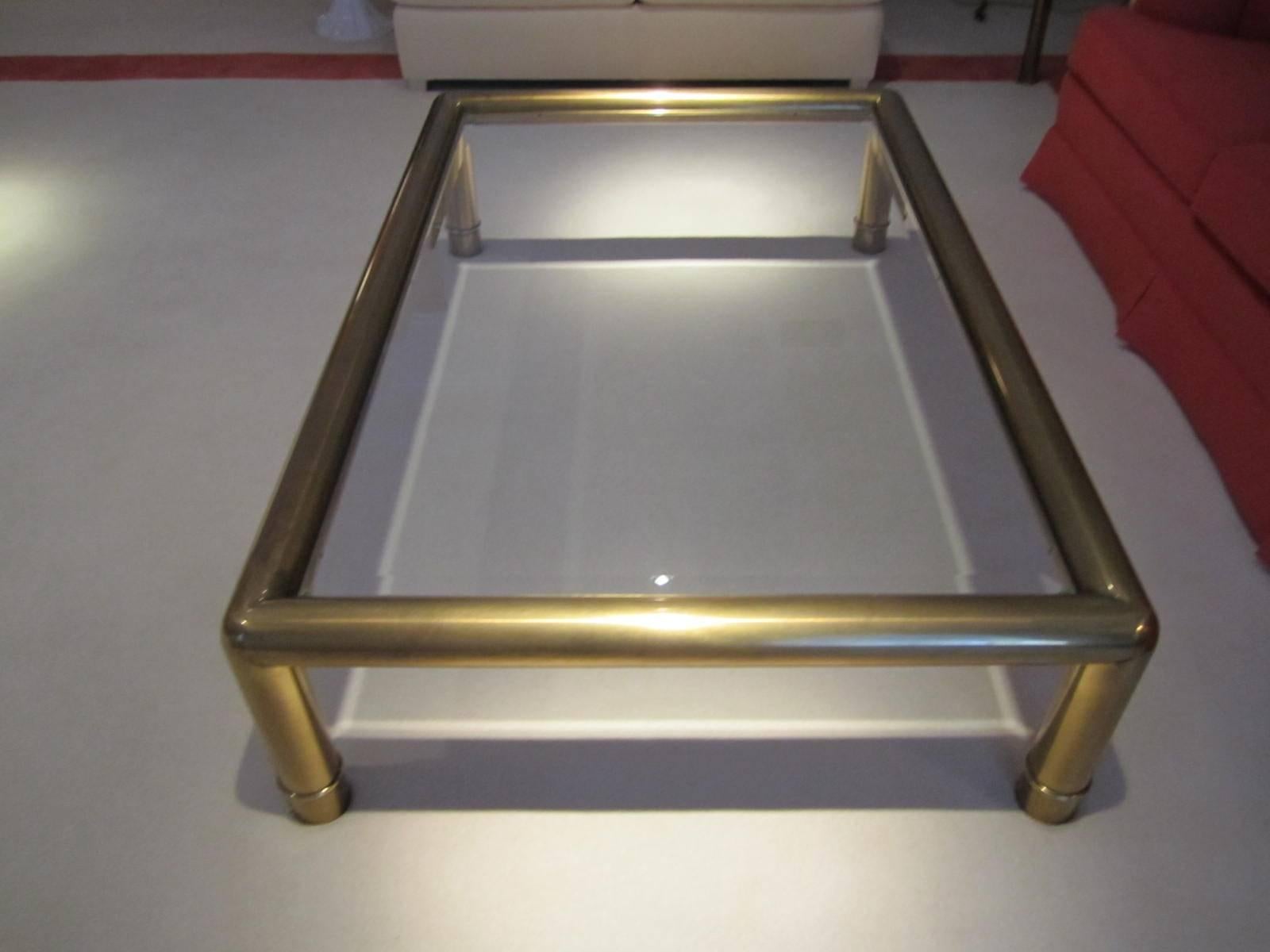 Excellent Mastercraft Thick Brass Asian Style Coffee Table 1