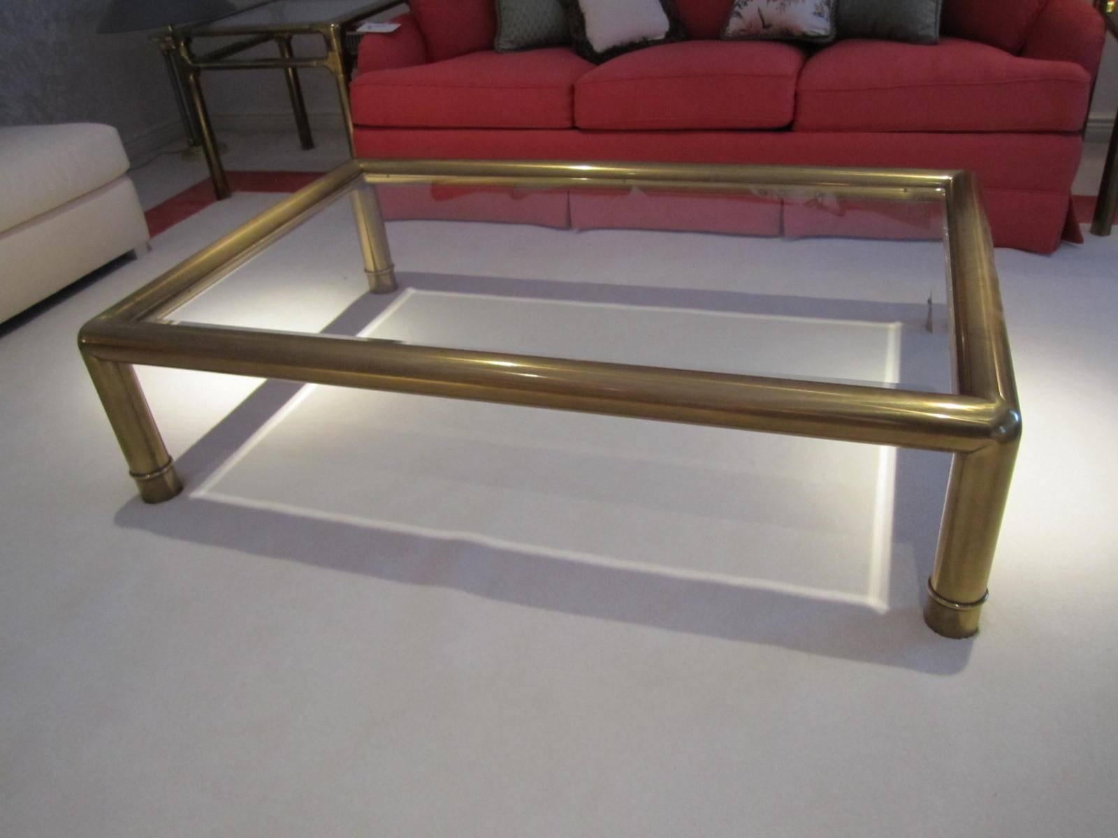 Excellent Mastercraft Thick Brass Asian Style Coffee Table 2