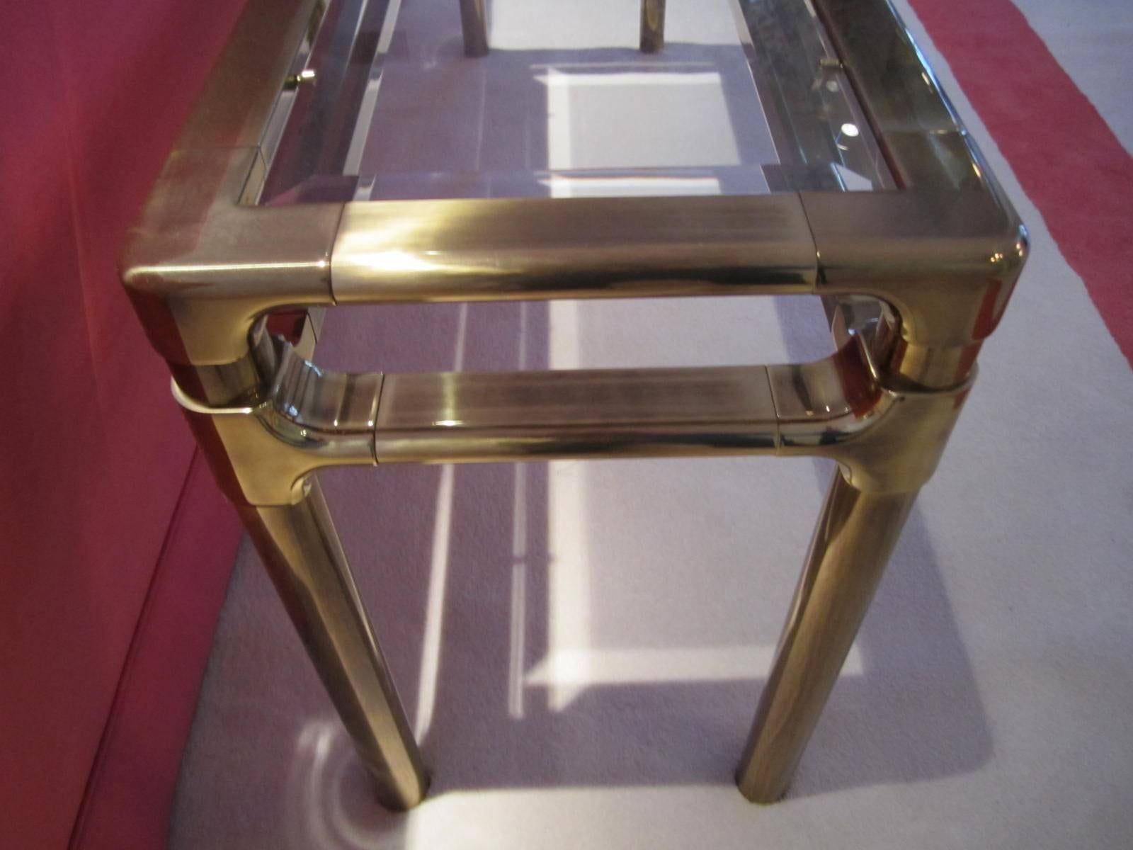 American Excellent Mastercraft Thick Brass Console Table