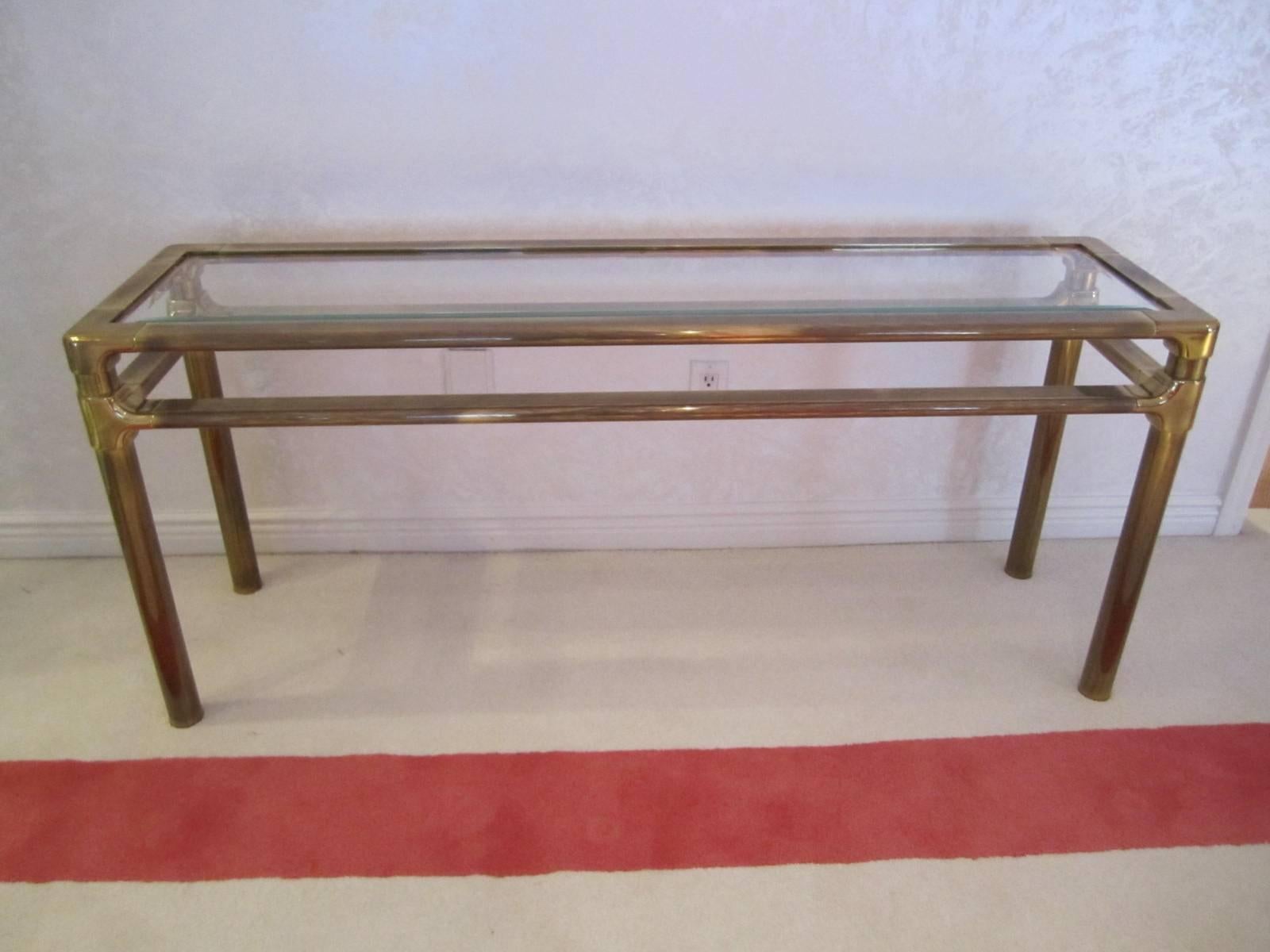 Excellent Mastercraft Thick Brass Console Table 1