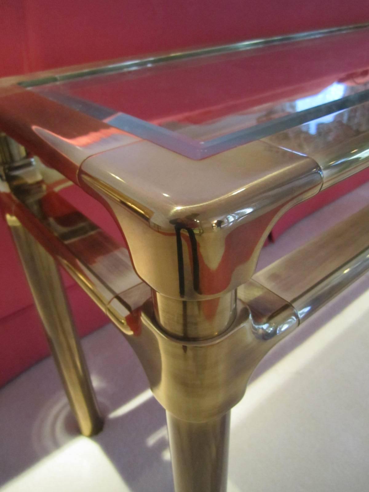 Mid-Century Modern Excellent Mastercraft Thick Brass Console Table