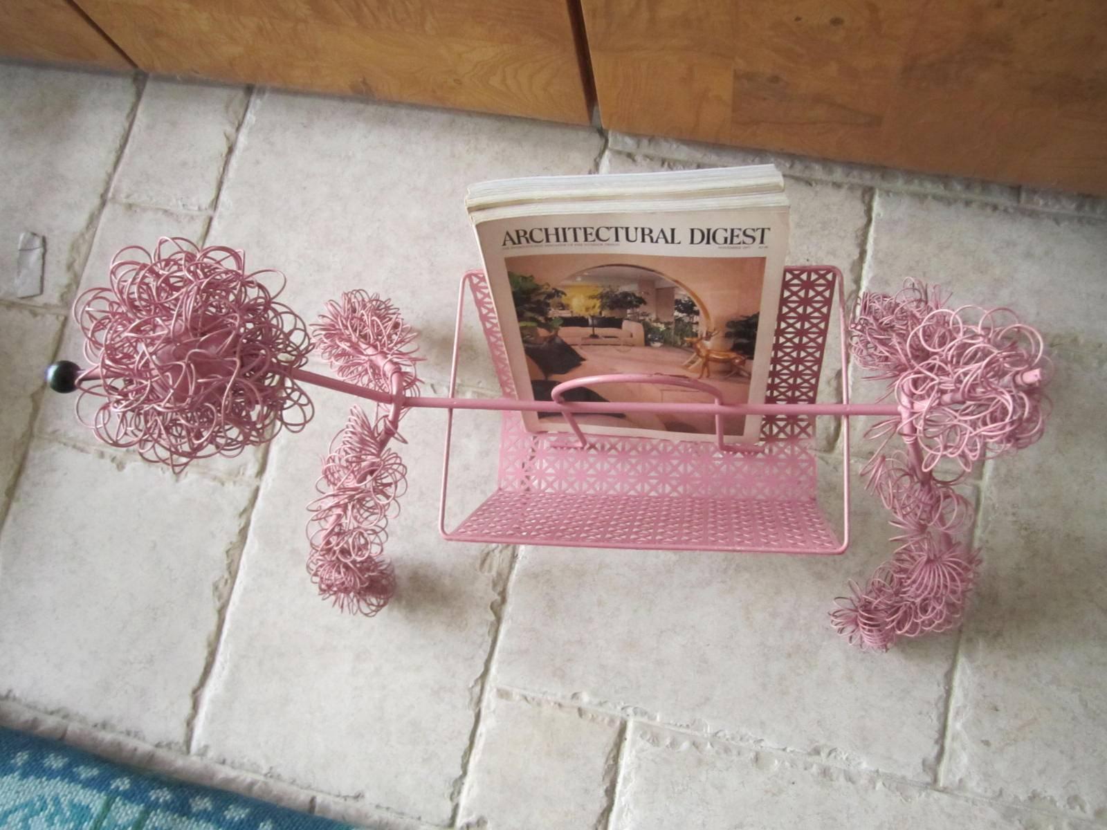 Mid-20th Century Fun Whimsical Weinberg 1950s Pink Poodle Magazine Rack For Sale