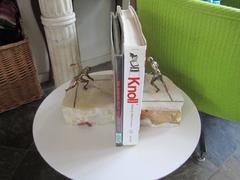 Whimsical Pair of Curtis Jere Brass Onyx Tennis Player Bookends, Mid-Century