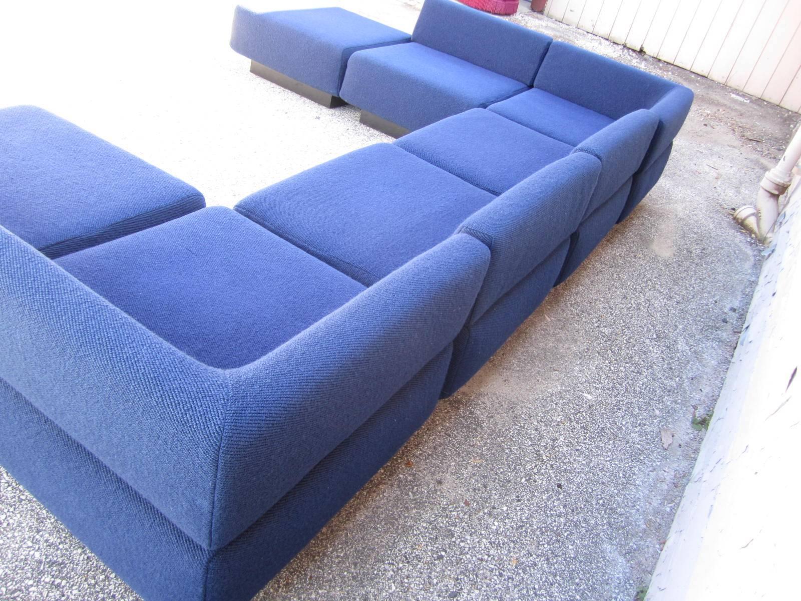 Mid-Century Modern Fabulous Seven-Piece Signed Harvey Probber 'Cubo' Sectional Sofa
