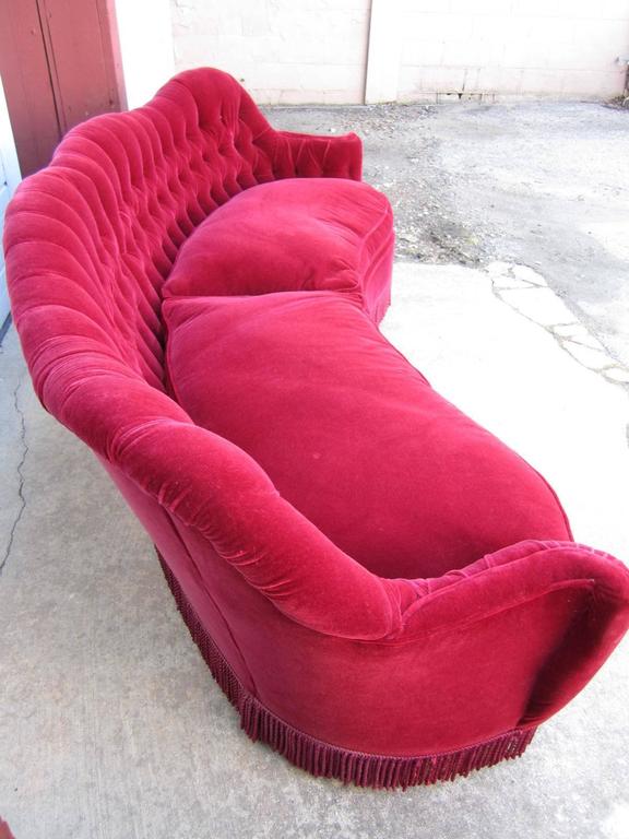 Lovely Dorothy Draper Style Curved Red Mohair Two-Piece 