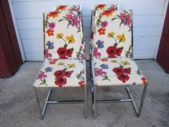 Lovely Set of Four Milo Baughman Style Chrome Dining Chairs Mid-Century Modern