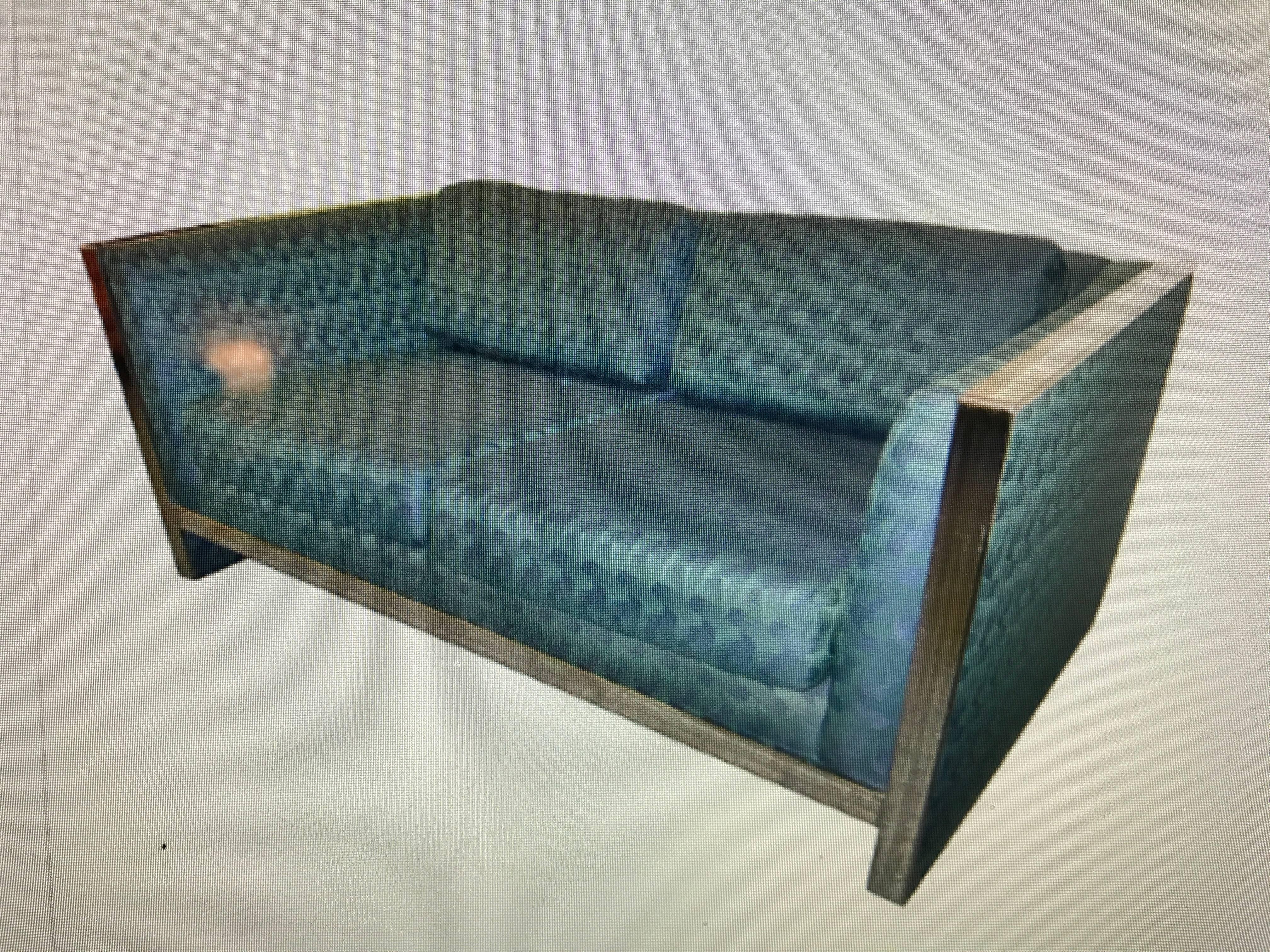 Petite Chrome Flat Bar Sofa Loveseat, Mid-Century Modern 1