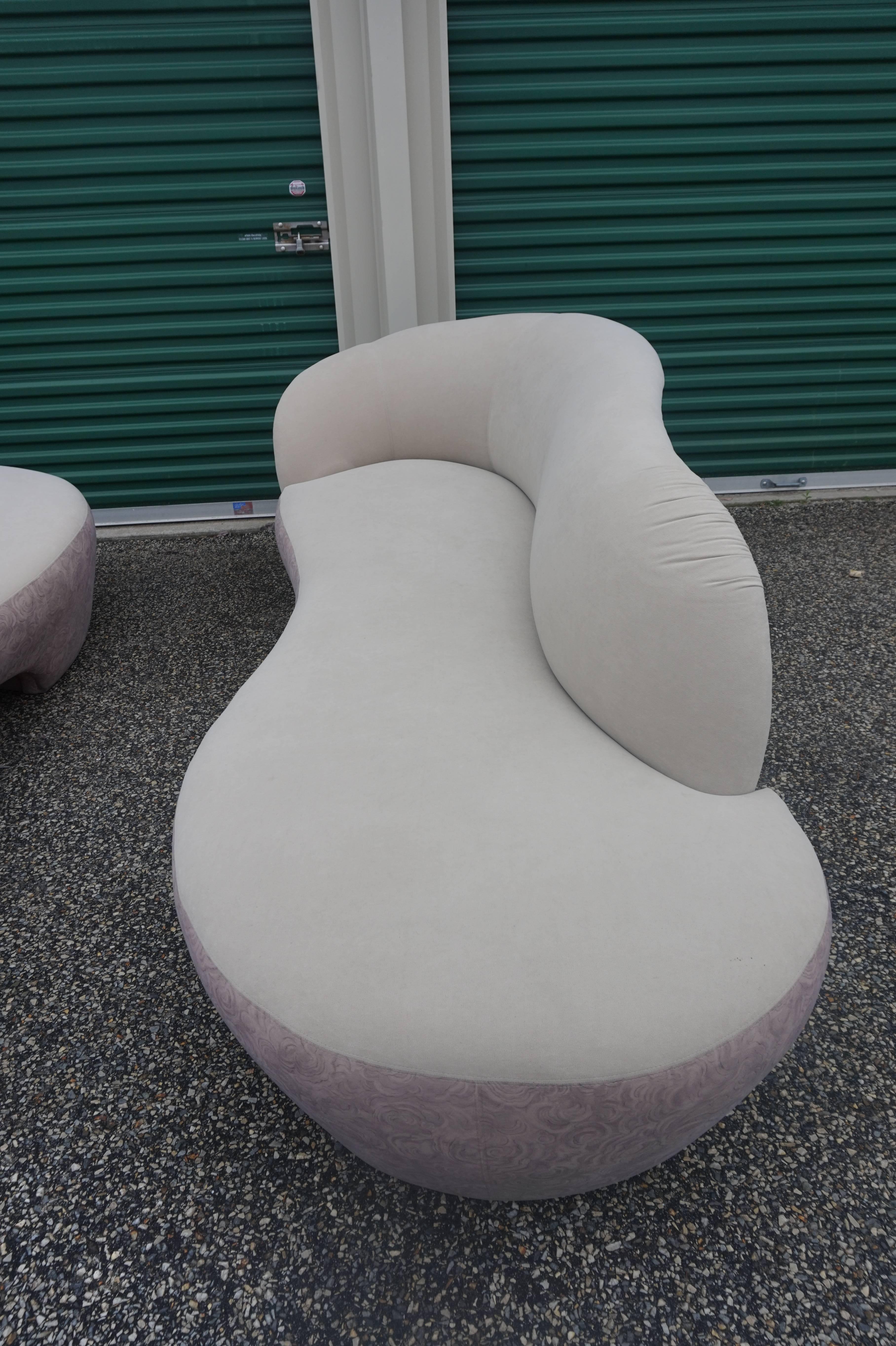 Upholstery Pair of Vladimir Kagan Style Weiman Preview Kidney Shaped Sofas