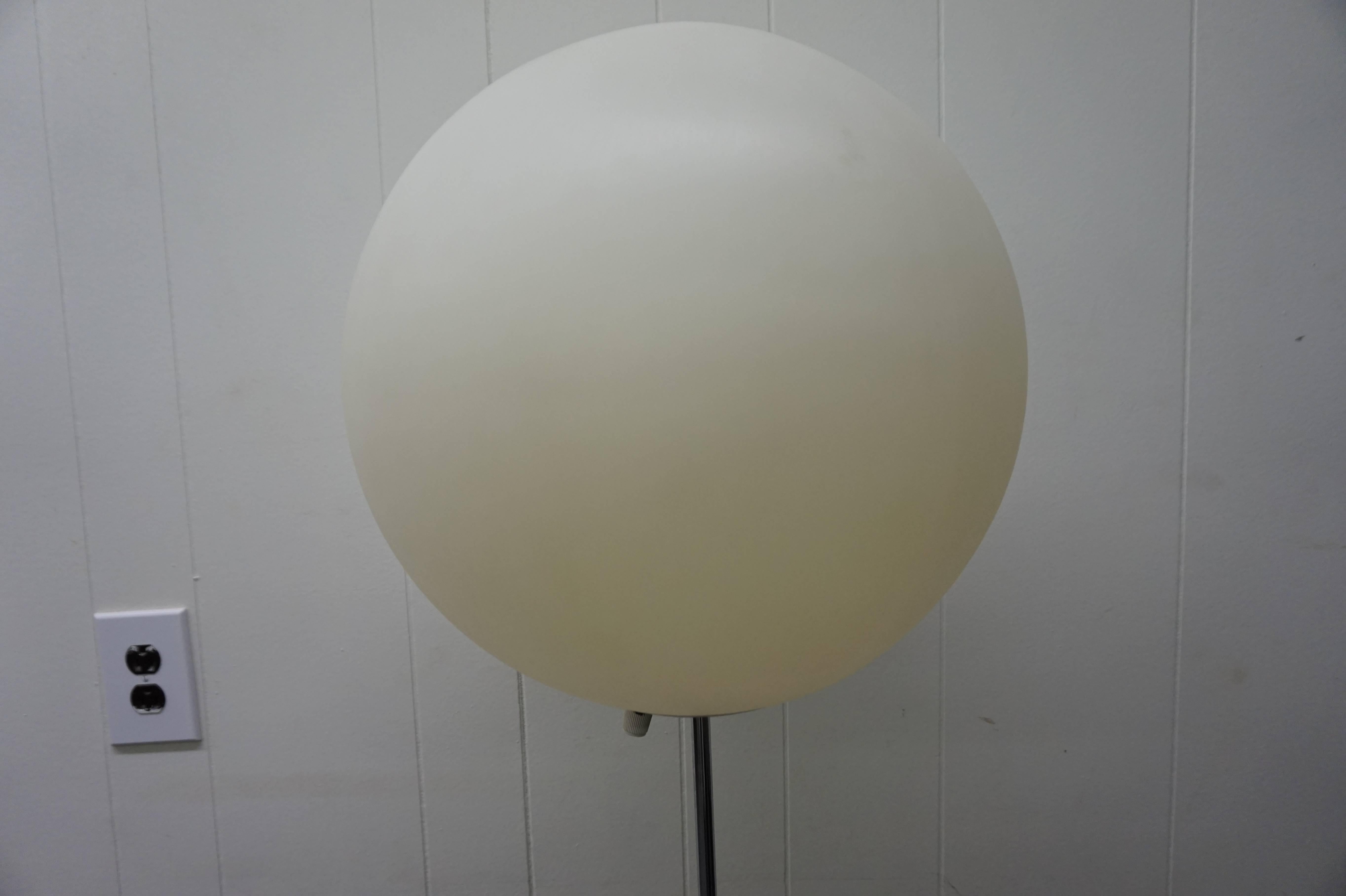 Fun Panton style large globe floor lamp. Oversized plastic globe sits on lovely chrome base. Adds tremendous pop appeal to any room.