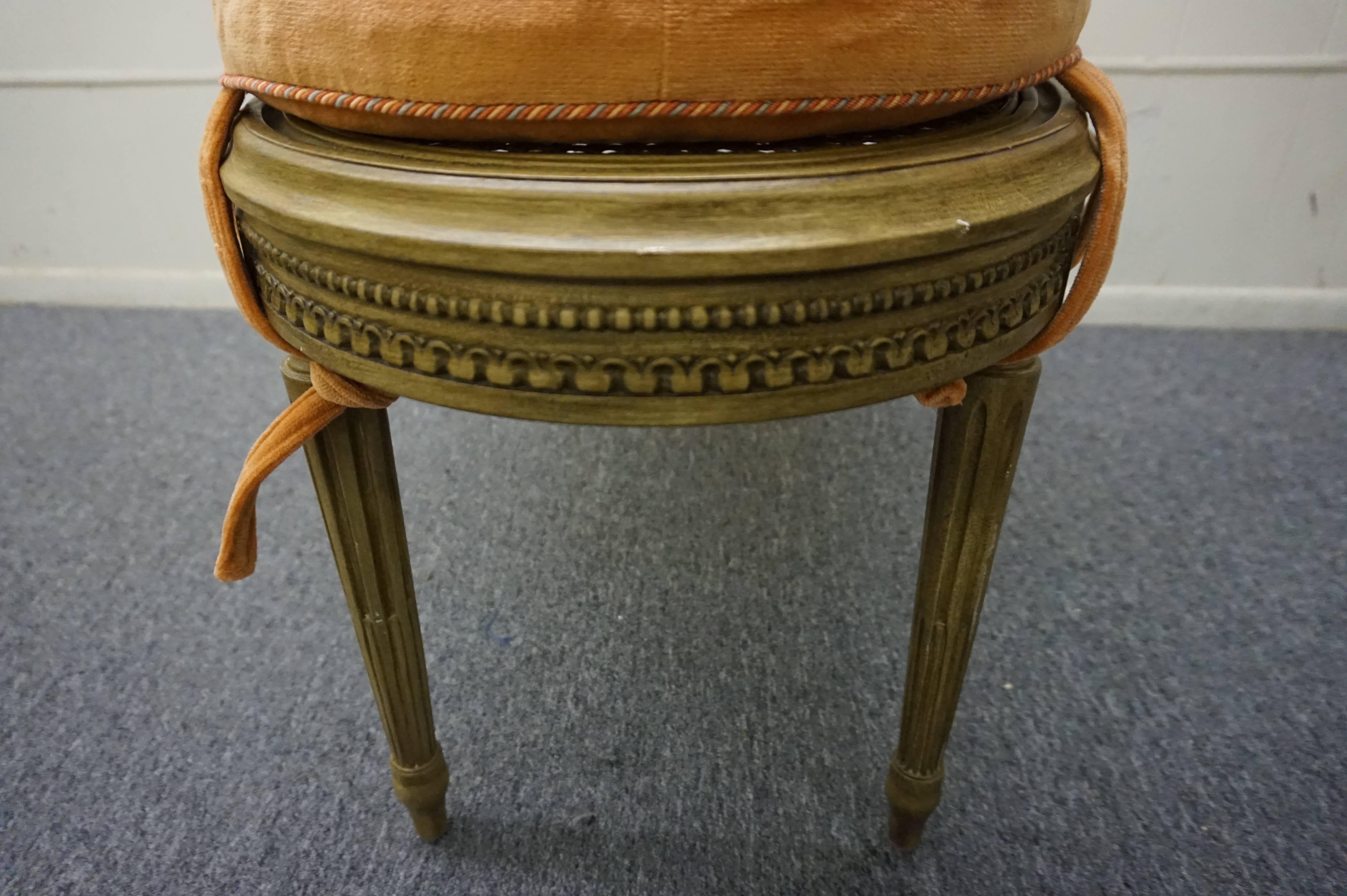 Late 20th Century Lovely French Louis XVI Style Caned Seat Bench Hollywood Regency