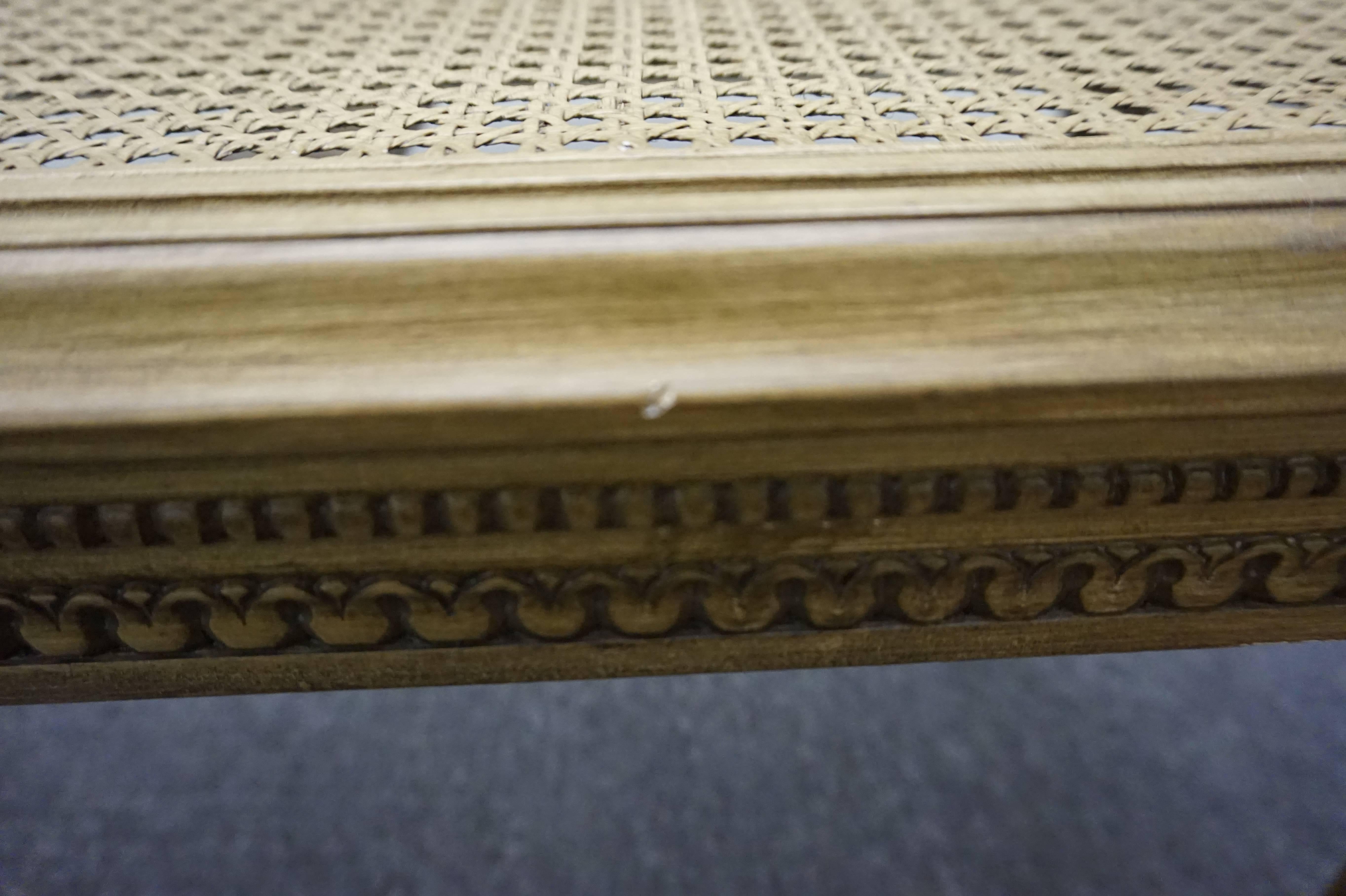 Lovely French Louis XVI Style Caned Seat Bench Hollywood Regency 2