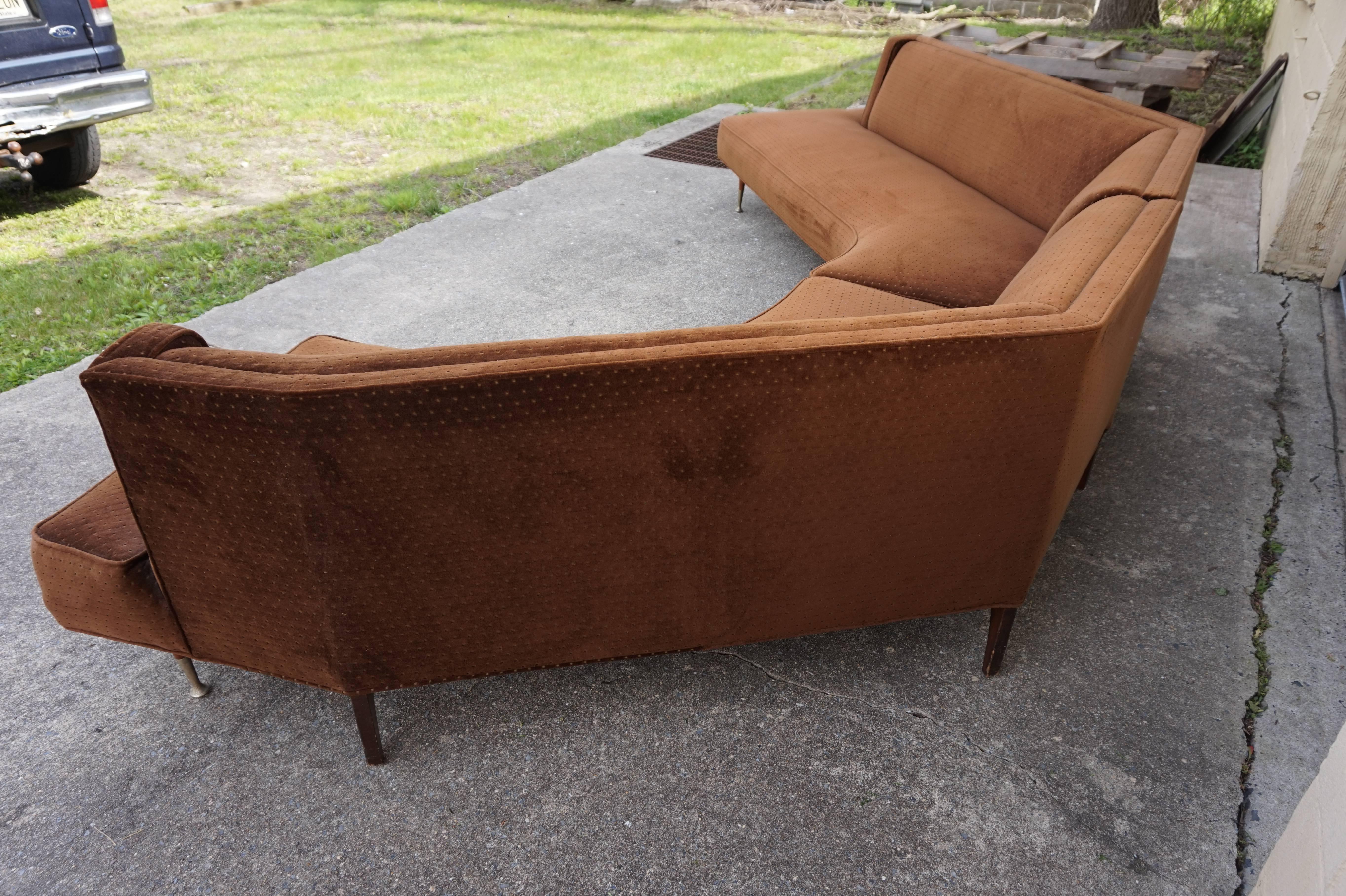 mid century modern curved sofa