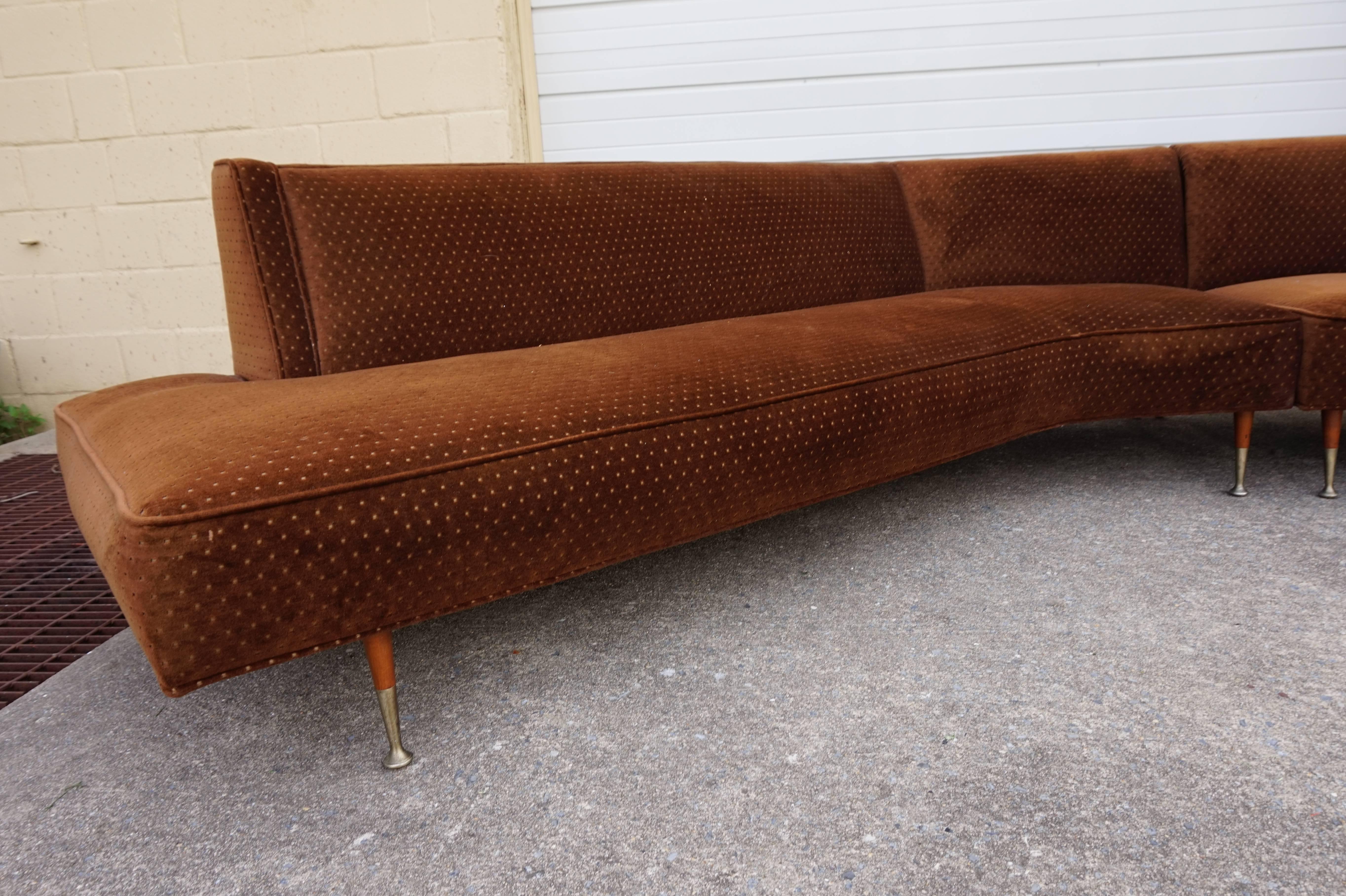 Mid-20th Century Gorgeous Harvey Probber Style Two-Piece Curved Sofa Sectional Mid-Century Modern