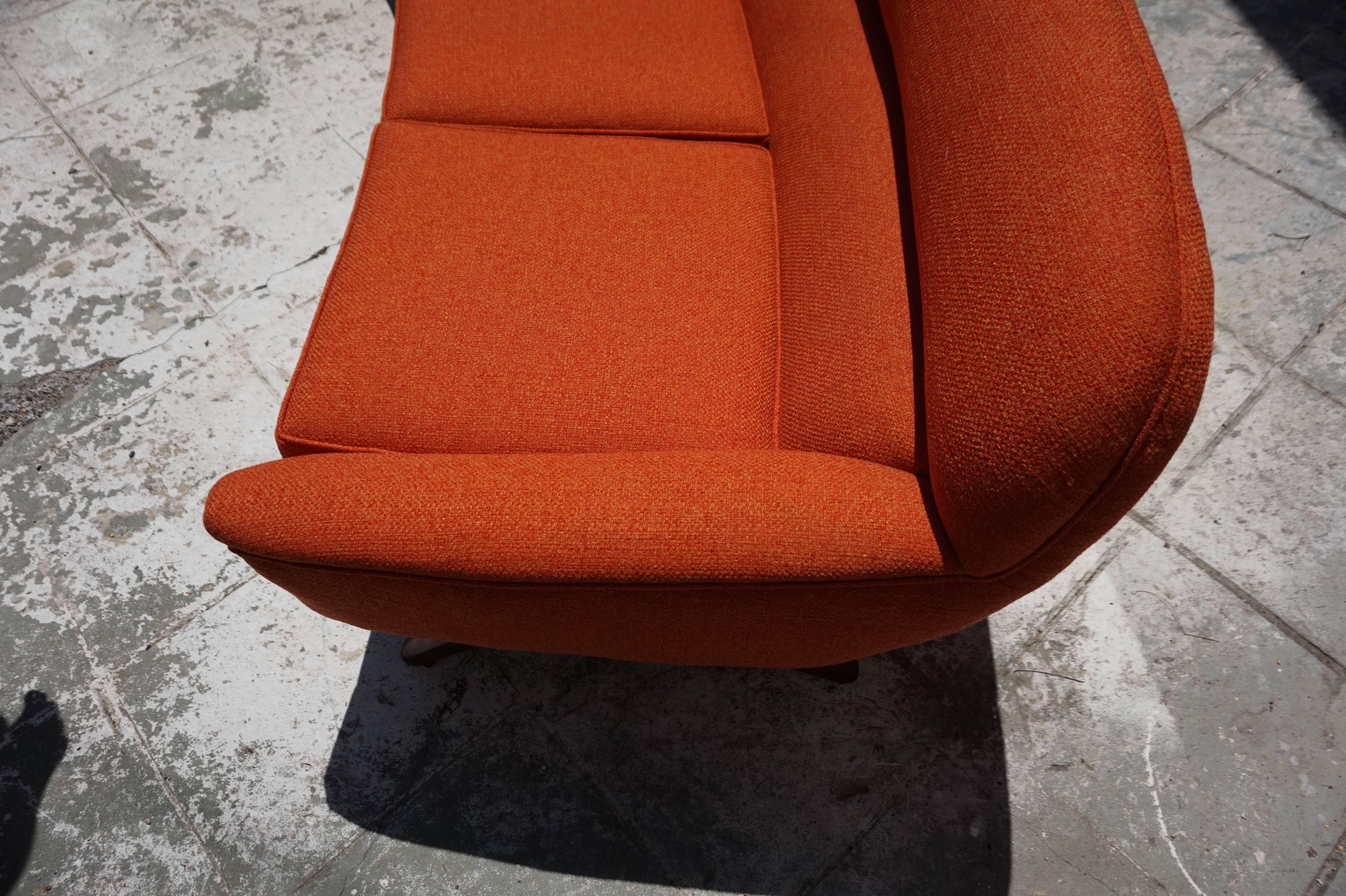 Upholstery Outstanding Leif Hansen Style Curved Danish Modern Sofa Mid-Century