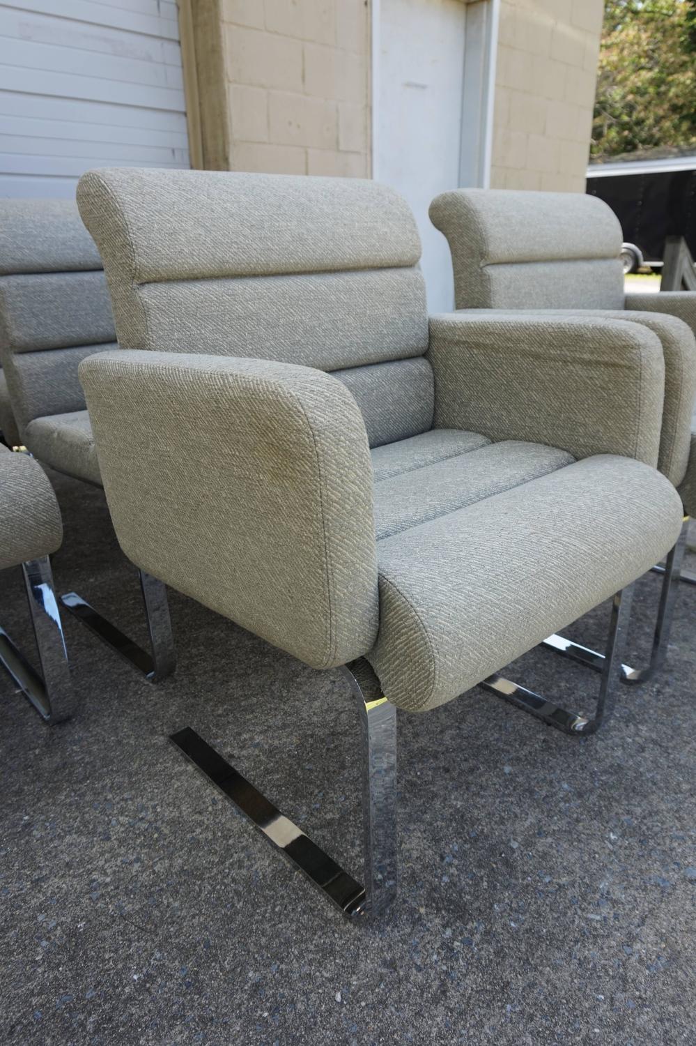 Set of Ten Mariani Laguna Chrome Pace Collection Dining Chairs For Sale