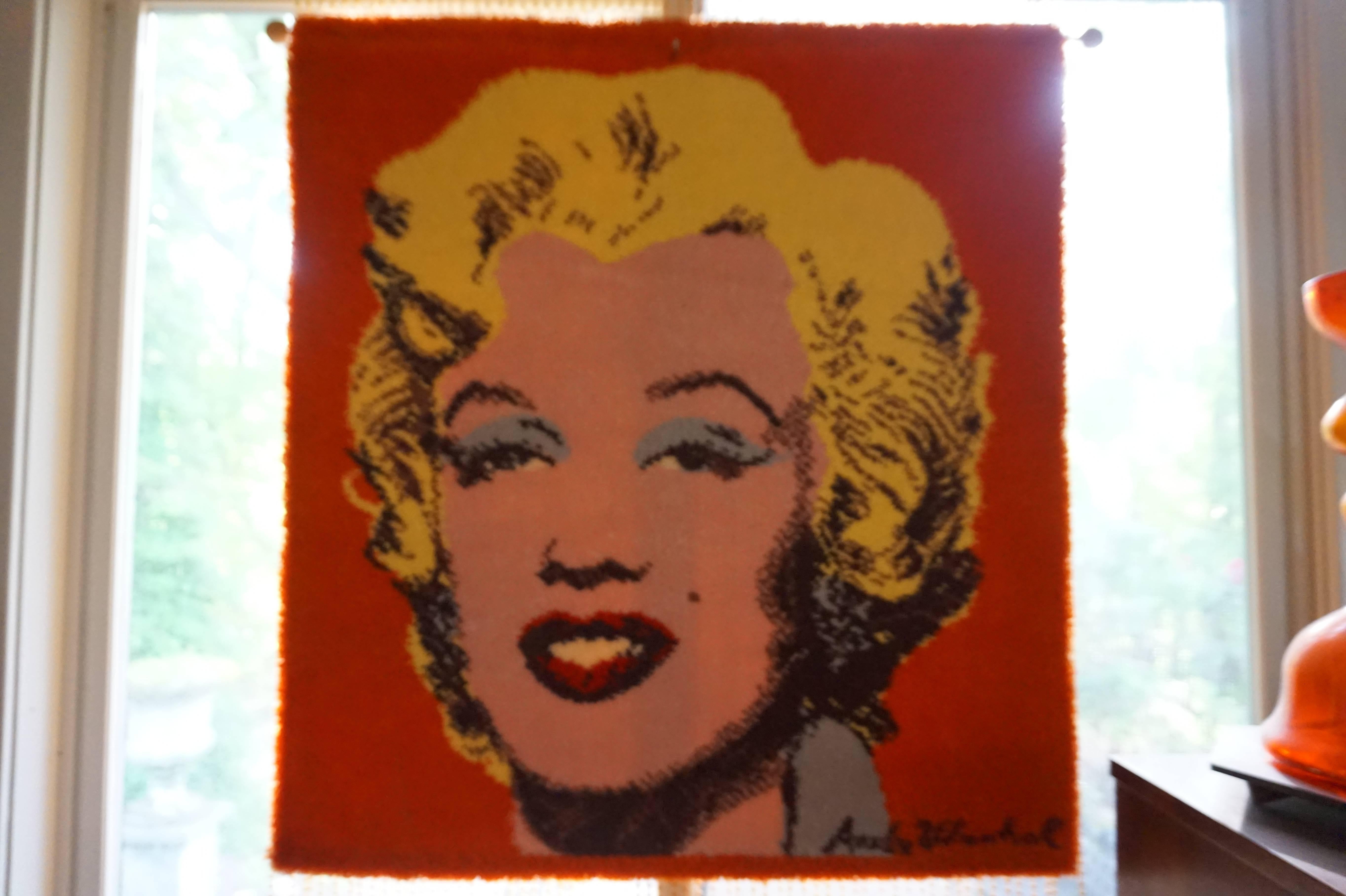 American Fabulous Ege Art Rug Wall Hanging, in the style of Andy Warhol