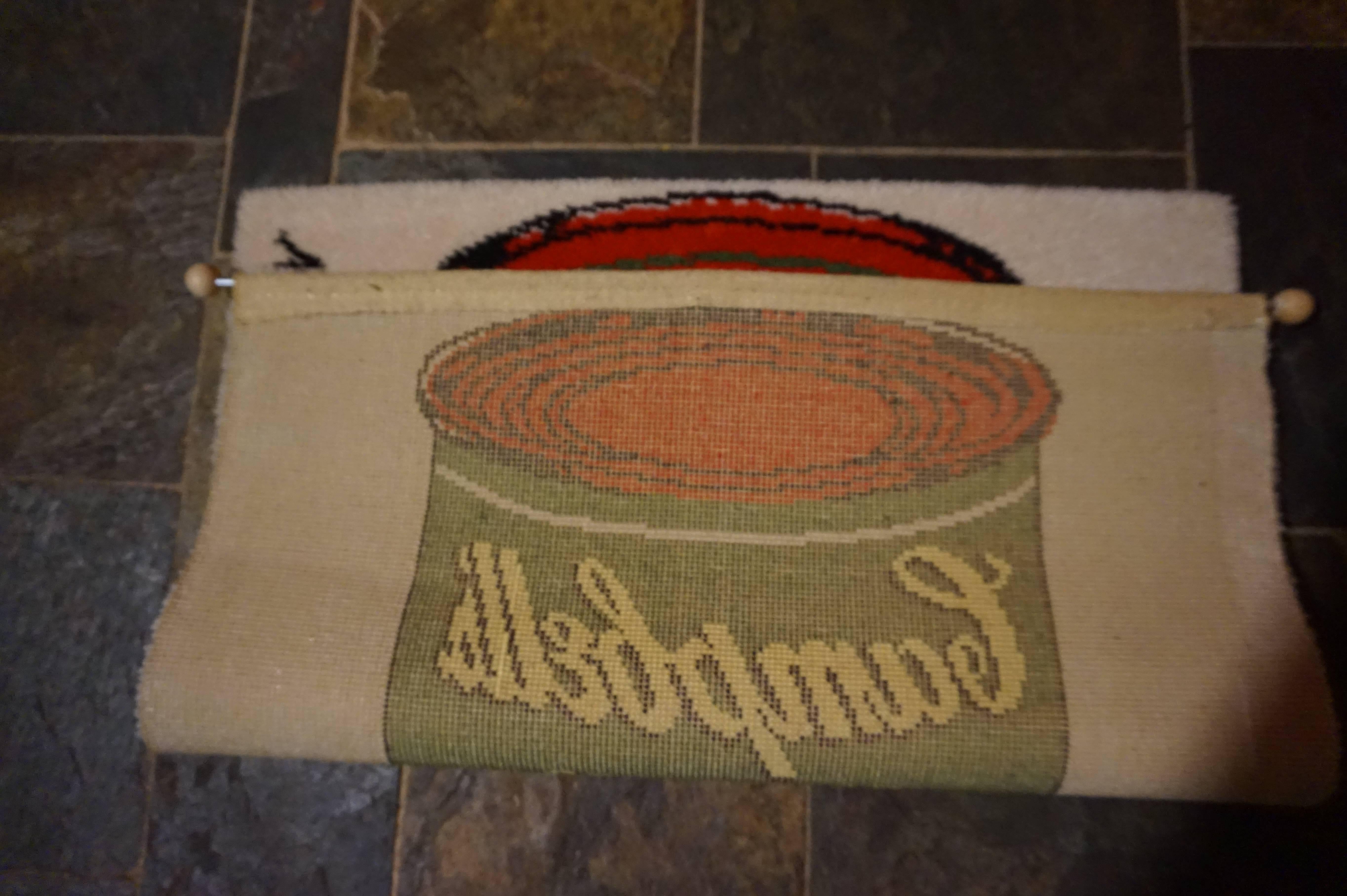 Fabulous Andy Warhol Campbell’s Soup Can Rug / Tapestry Mid-Century Modern In Excellent Condition For Sale In Pemberton, NJ