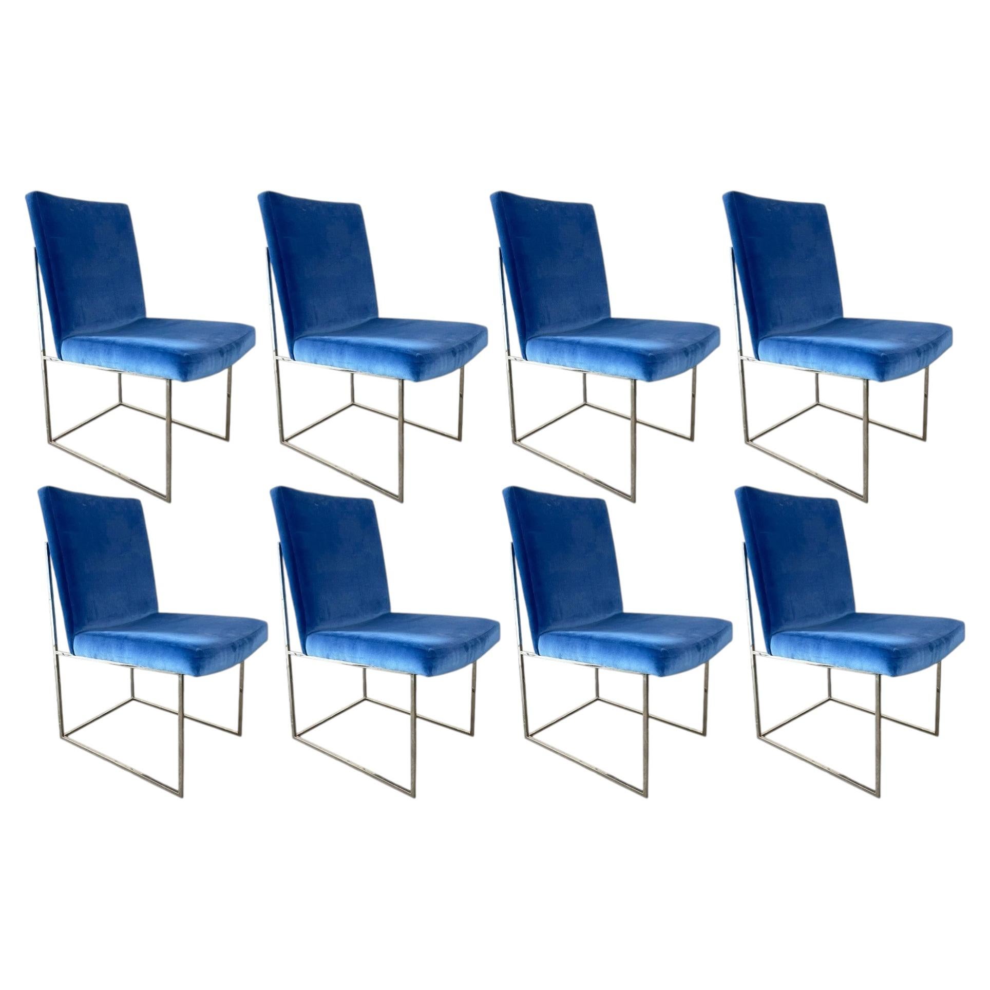 Fantastic Set 8 Milo Baughman "Thin Line" Chrome Dining Chair Thayer Coggin