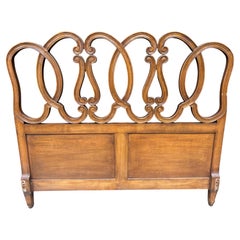 Testiera da letto matrimoniale in stile provenzale francese, in legno di frutta vintage, metà del secolo scorso