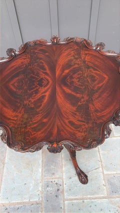 Fabulous English Georgian-Style Flame Mahogany Pie‑Crust Tilt‑Top Table