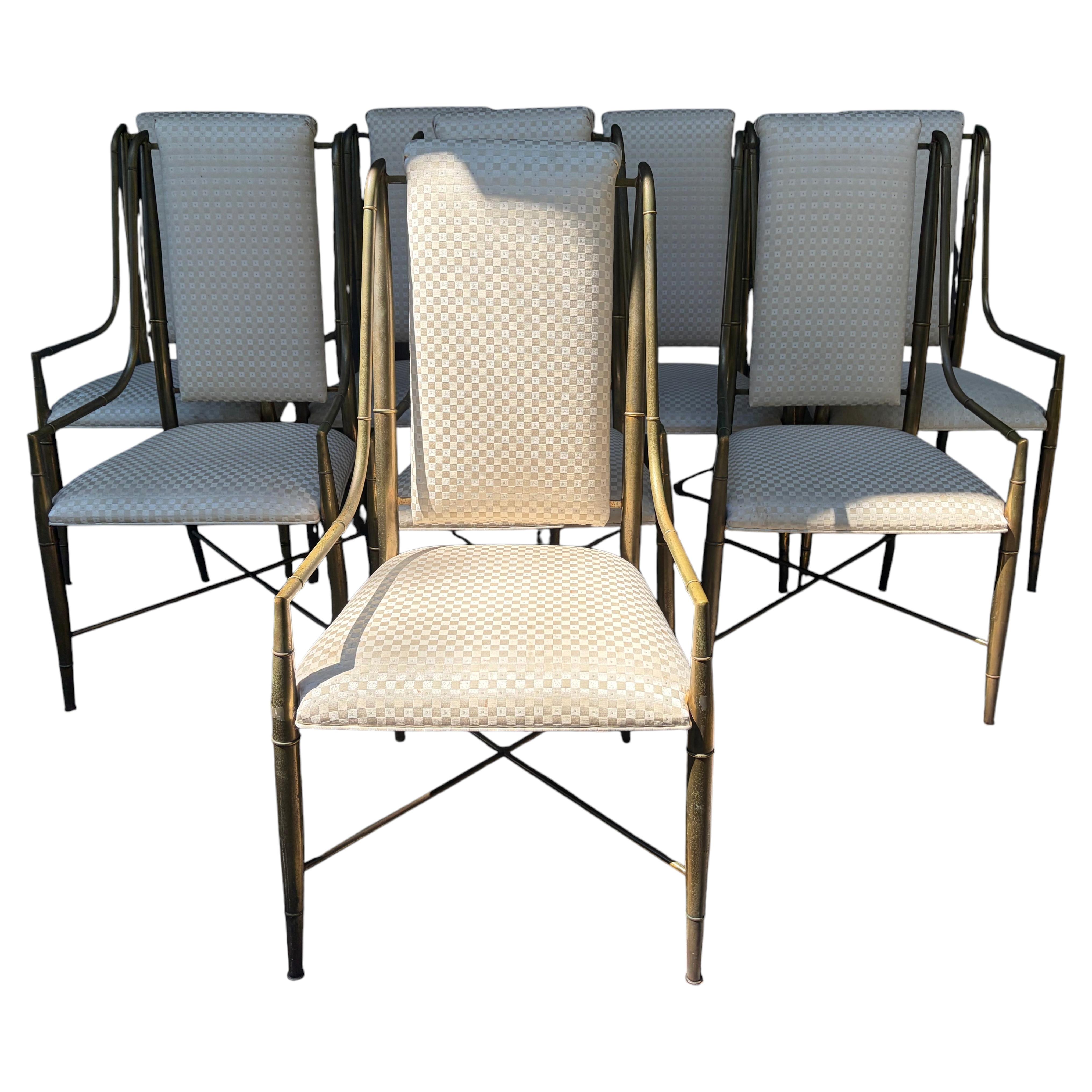 Fabulous Set 8 Brass Imperial Mastercraft Dining Chair Miid-Century Modern For Sale