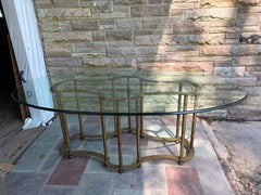 Patinated Brass Mastercraft Brass Faux Bamboo Dining Table