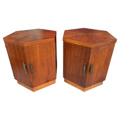 Outstanding Pair Lane Hexagon Drum Table Mid-Century Modern