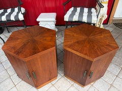 Outstanding Pair Lane Hexagon Drum Table Mid-Century Modern