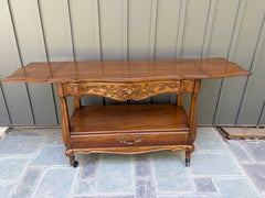 Vintage French Provincial Style "White Fine Furniture" Drop Leaf Rolling Buffet
