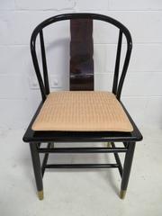 Fabulous Set of Six Scene Three Asian Style Lacquered Dining Chairs Henredon