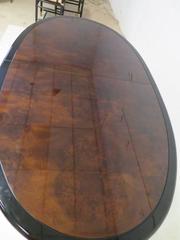 Stunning Burled Walnut Henredon Scene Three Pedestal Dining Table