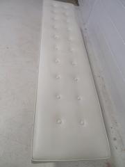 Magnificent Herman Miller Style Long Faux Leather Tufted Aluminum Base Bench