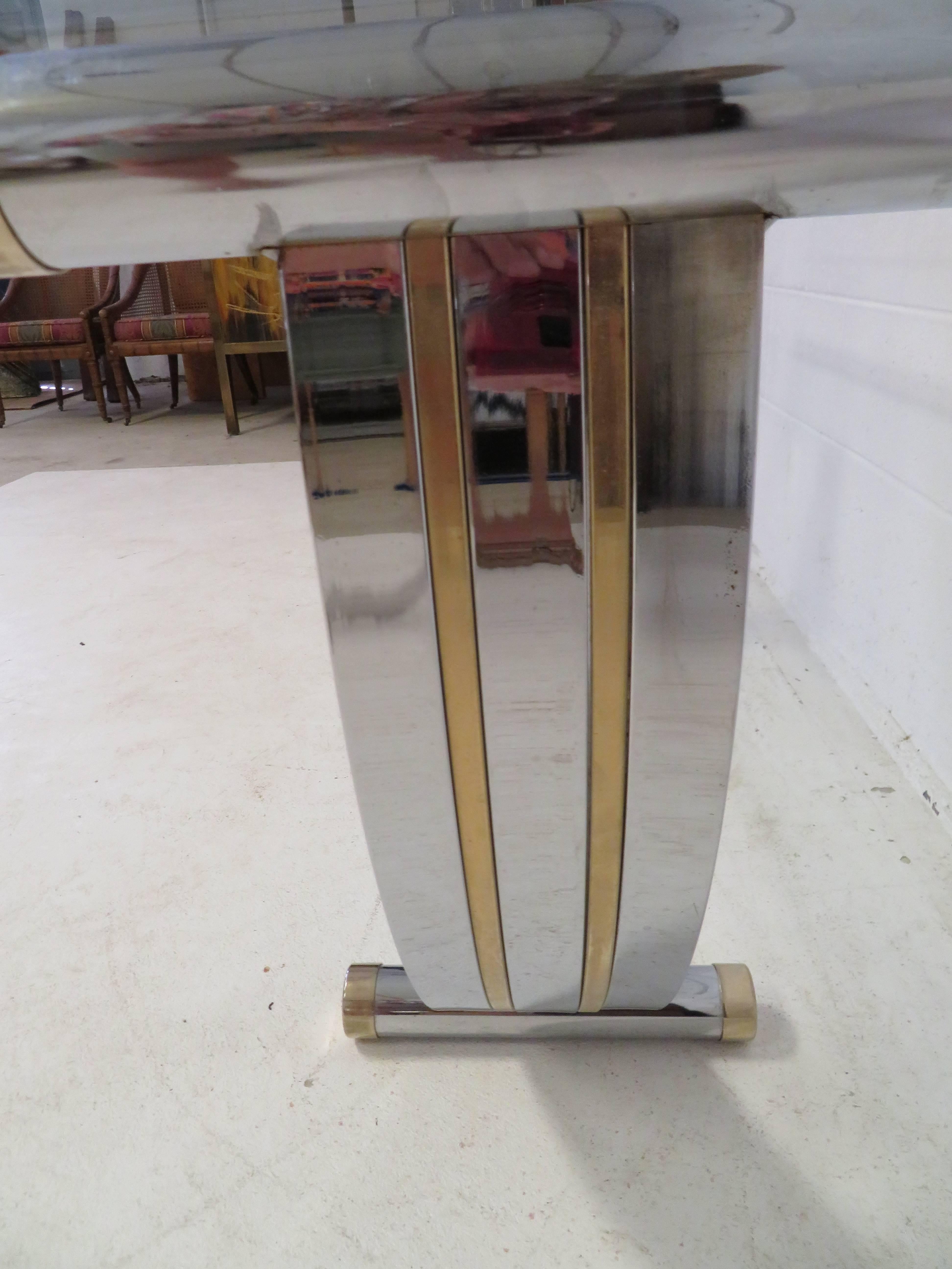 Mid-Century Modern Ravissante table console en forme de U en laiton chromé Romeo Rega, mi-siècle moderne en vente