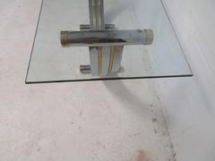 Lovely Romeo Rega Brass Chrome U-Shaped Console Table, Mid-Century Modern