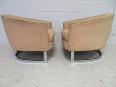 Nice Pair of Milo Baughman Style Chrome Base Barrel Back Chairs