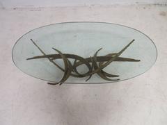 Silas Seandel Style Brutalist Torch-Cut Coffee Table, Mid-Century Modern