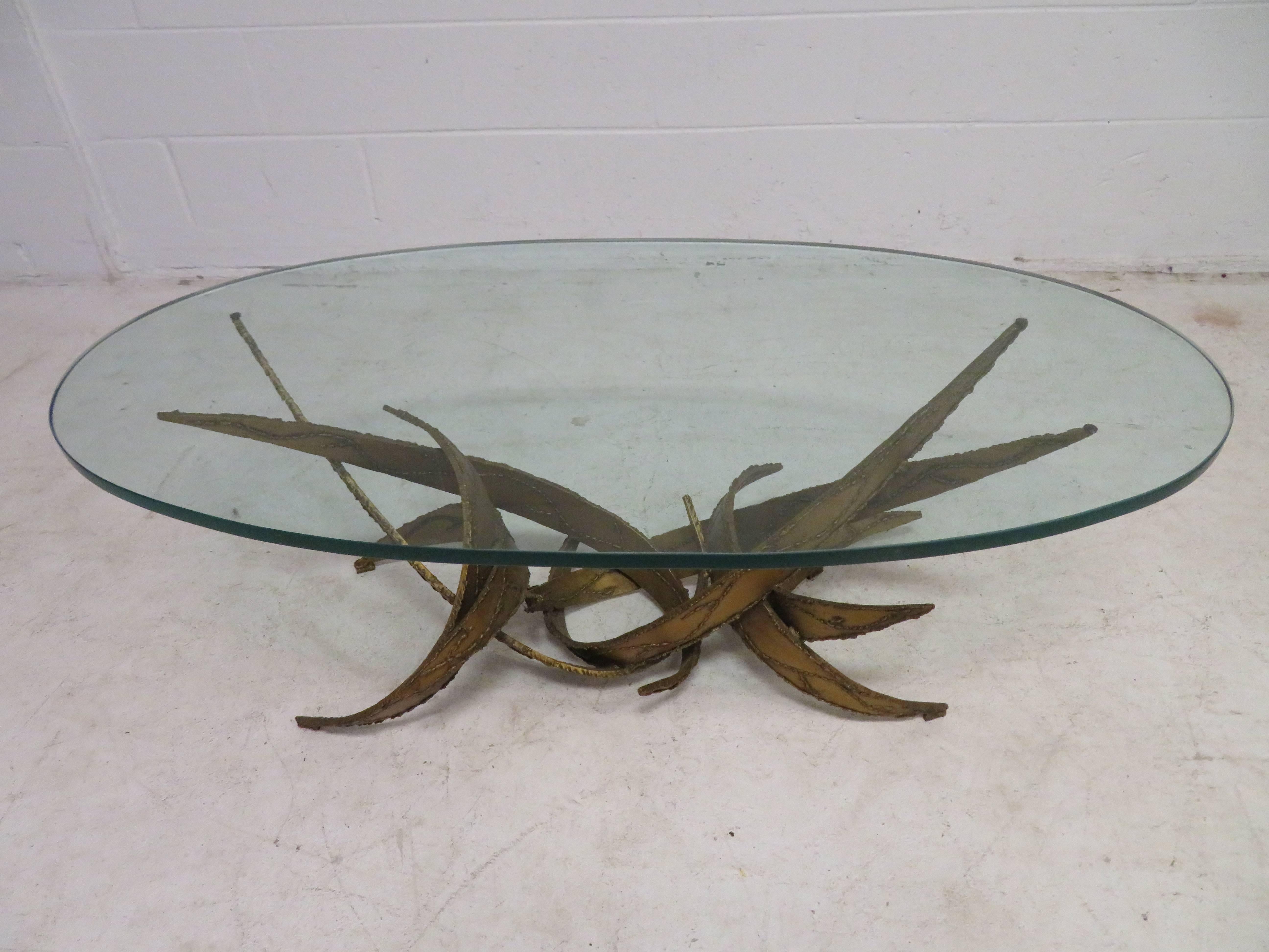Silas Seandel Style Brutalist Torch-Cut Coffee Table, Mid-Century Modern For Sale 2