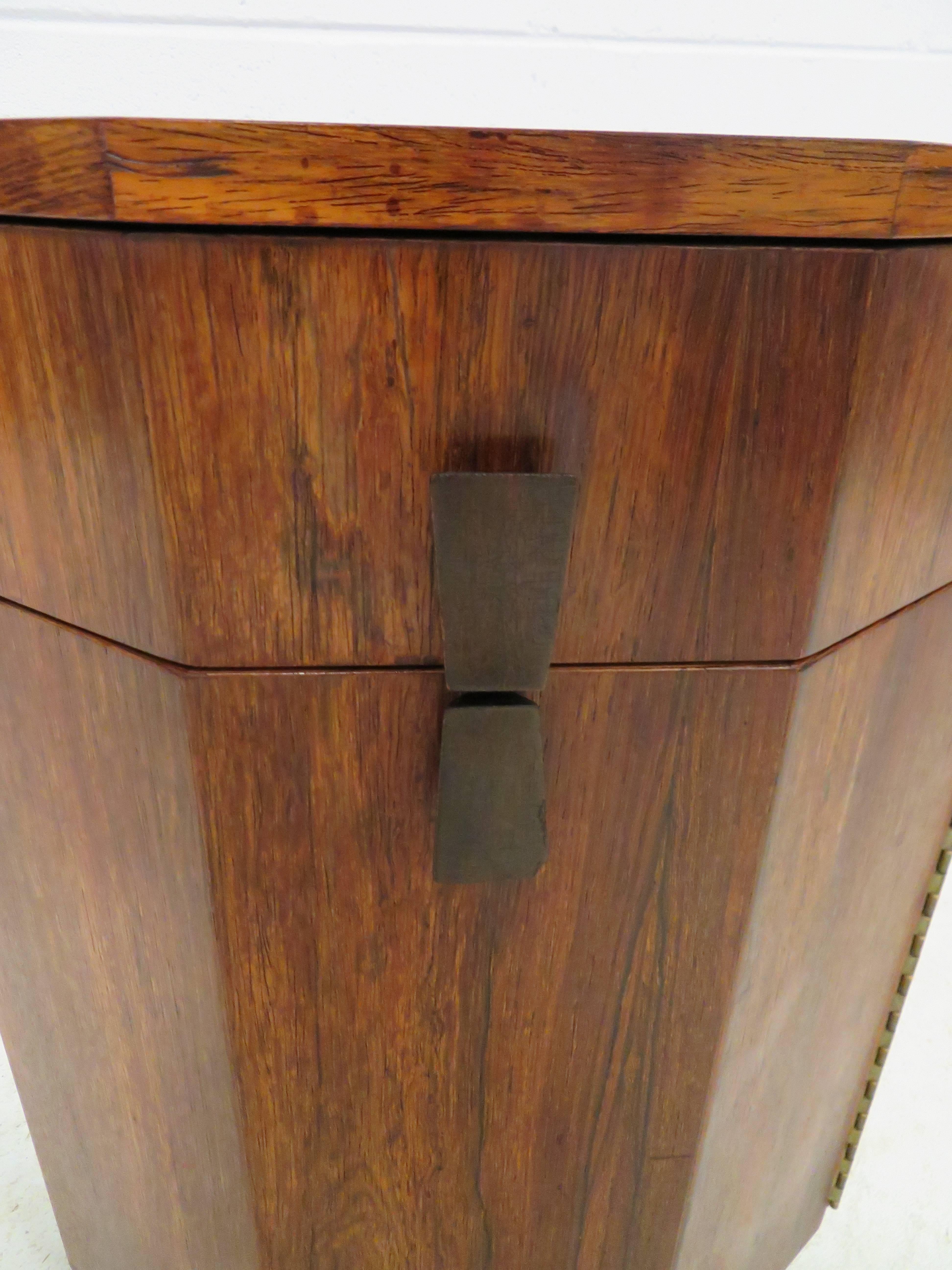 Mid-Century Modern Rosewood Decagon Dry Bar Cabinet by Harvey Probber