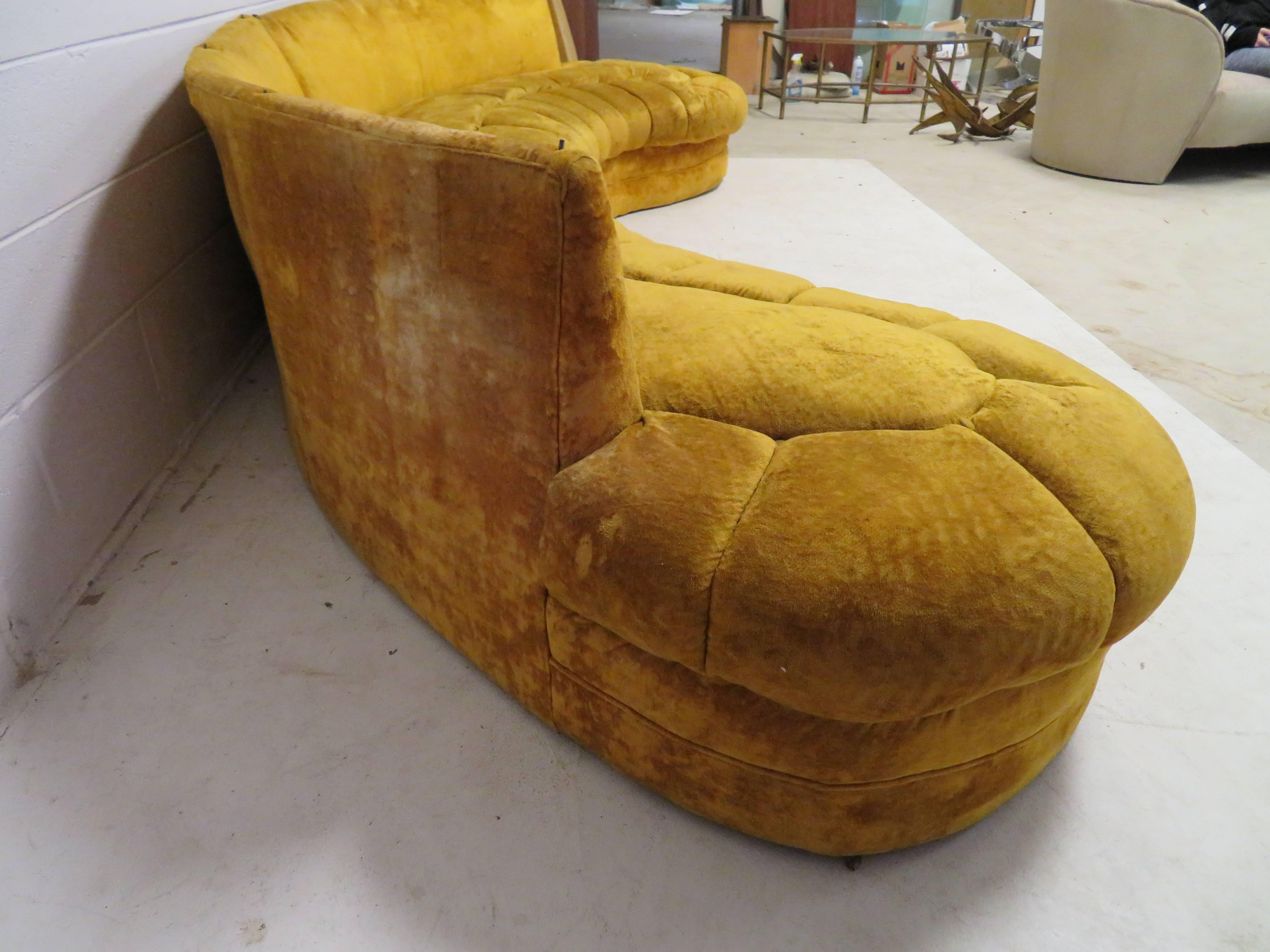 Mid-Century Modern Gorgeous Curved Serpentine Two-Piece Adrian Pearsall Style Sectional Sofa