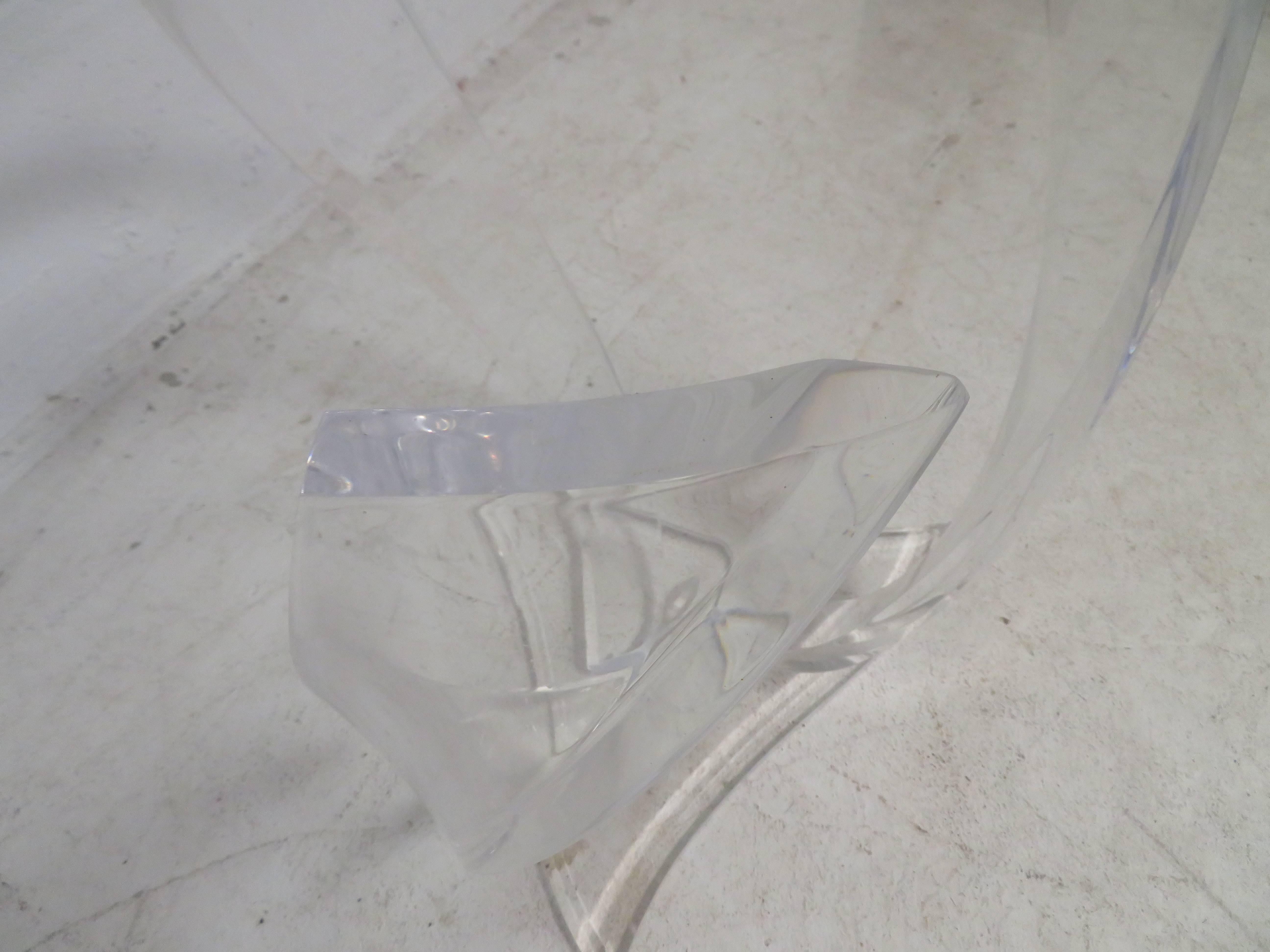 Pair of Signed Haziza Lucite and Glass Tables For Sale 1