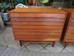 Stunning Pair of American of Martinsville Louvered Bachelors Chests