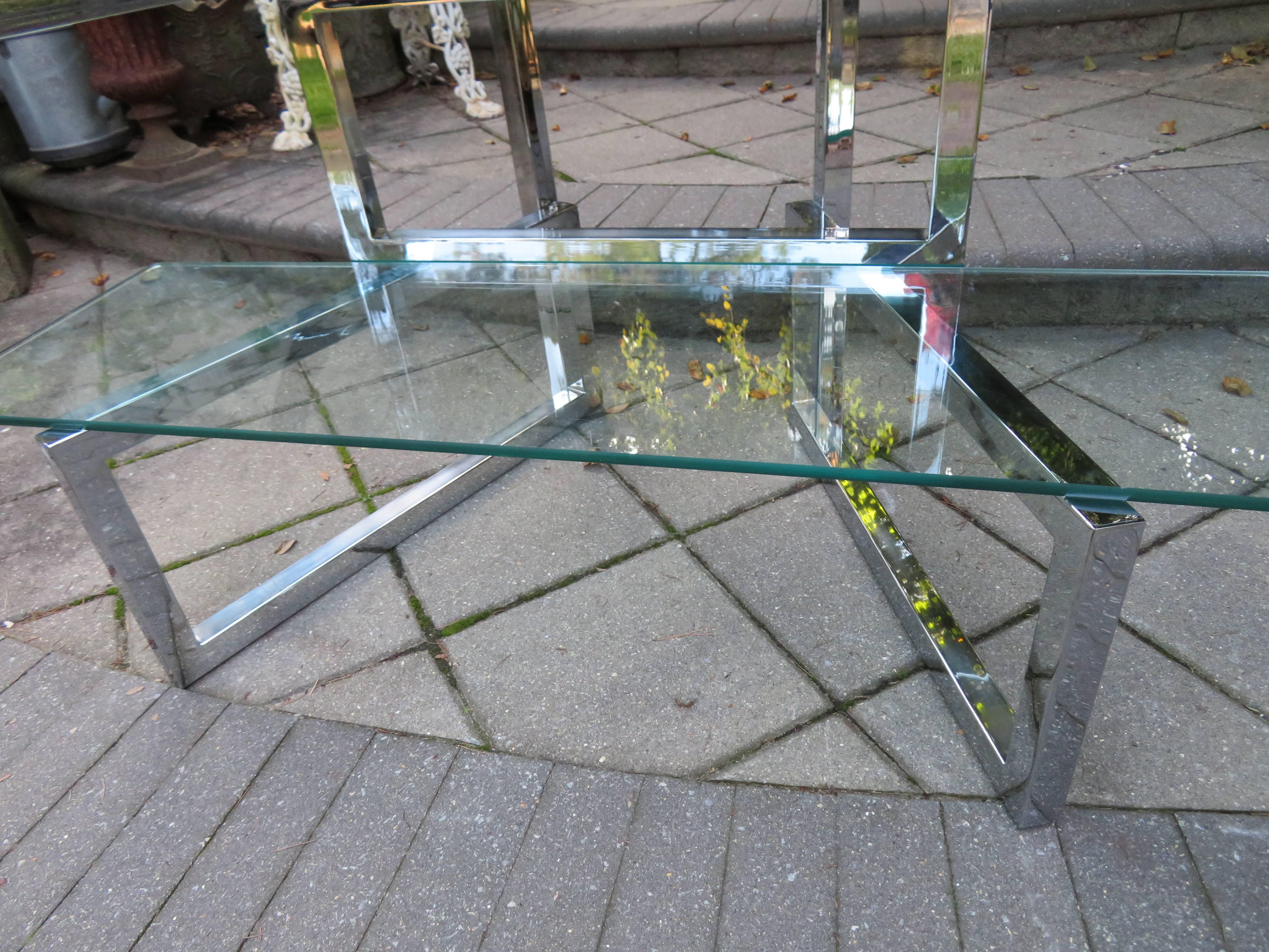 Mid-Century Modern Outrageous Milo Baughman Style Chrome and Glass Butterfly Etagere Mid-Century
