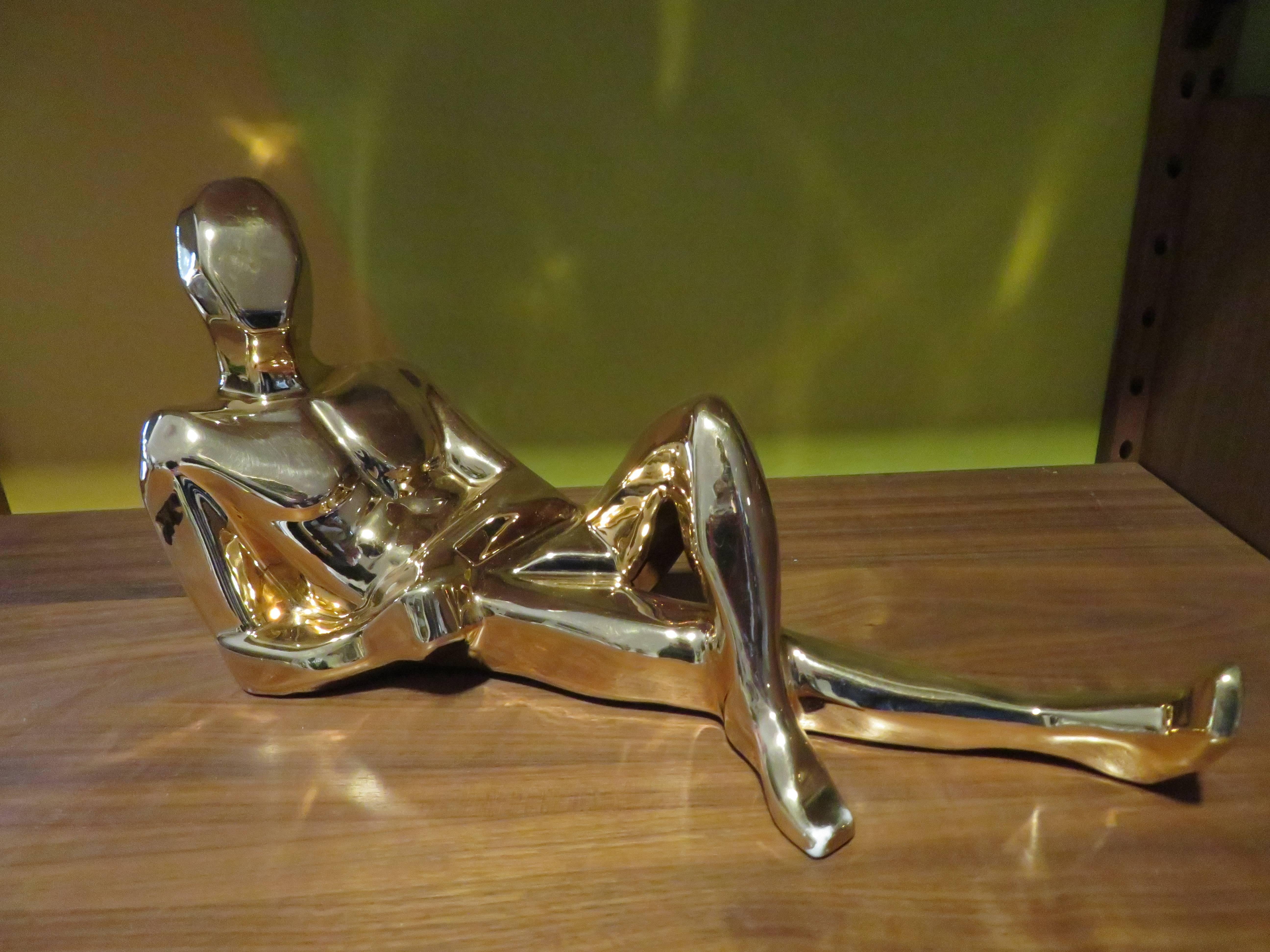 Sensual Gold Jaru Nude Male Ceramic Sculptures, Mid-Century Modern For Sale 1