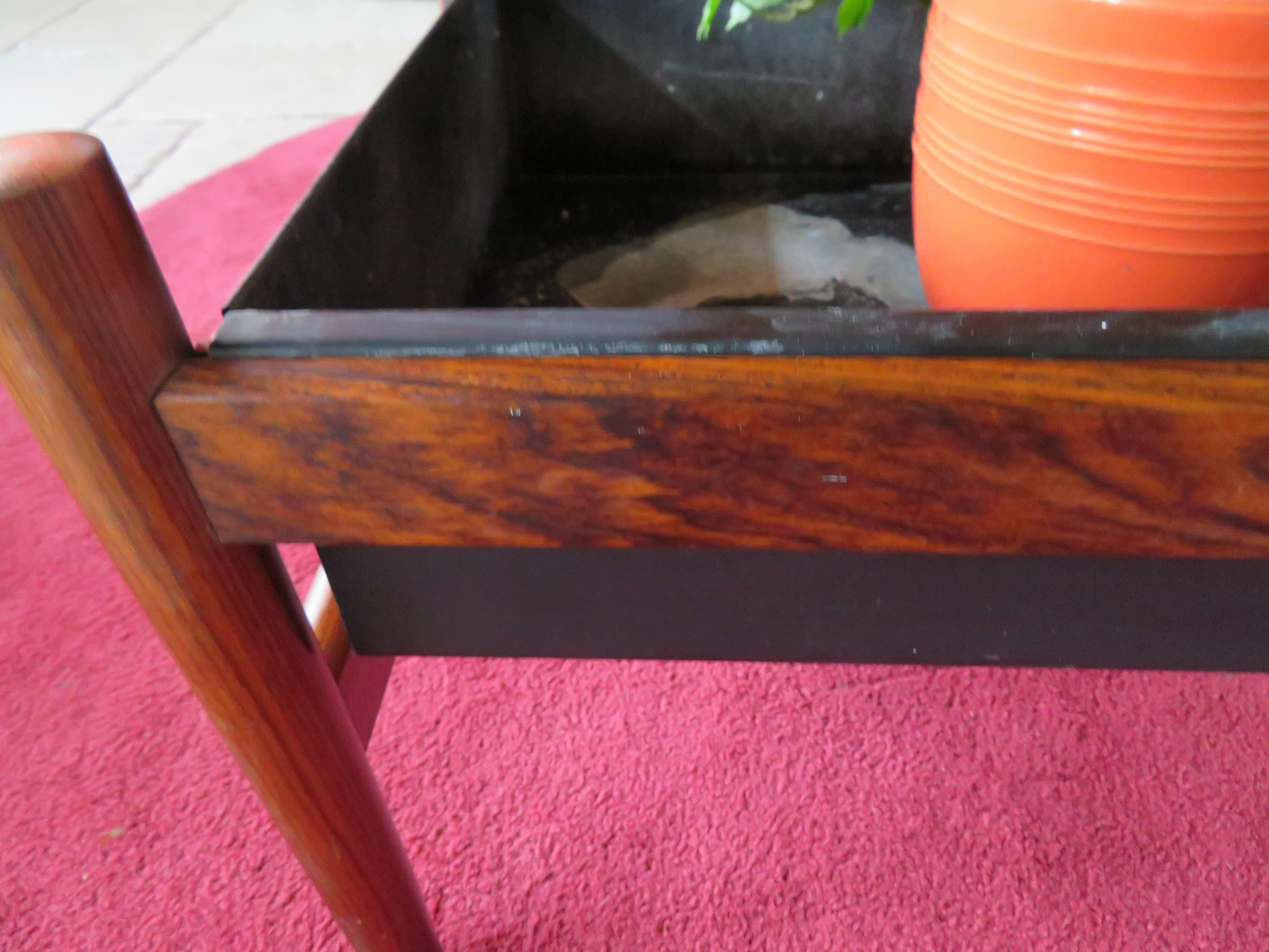 Mid-20th Century Classic Danish Modern Minimalist Rosewood Planter with Metal Insert For Sale