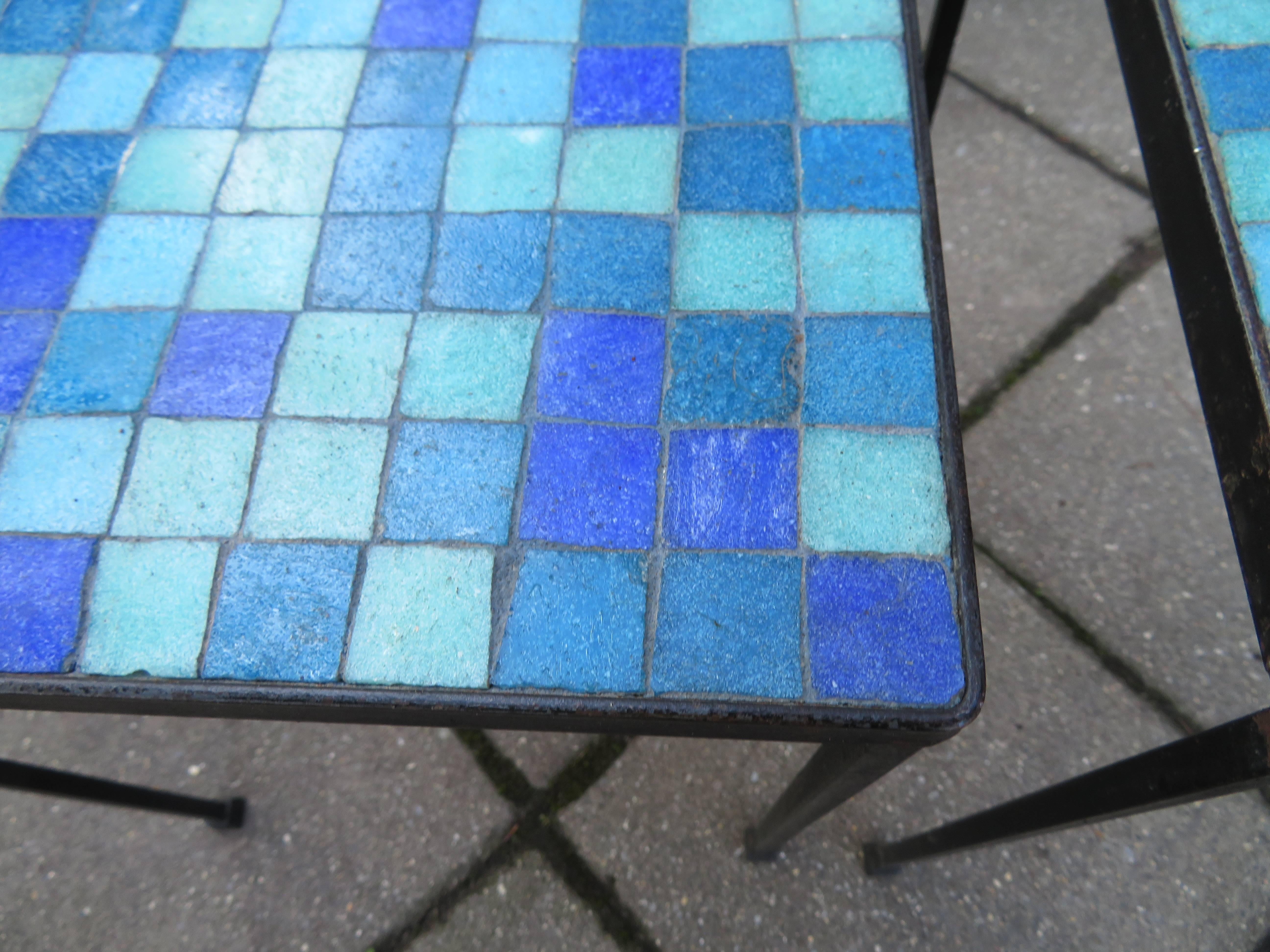 Wonderful Pair of Paul McCobb Inspired Tile Mosaic Top Tables Mid-Century 2